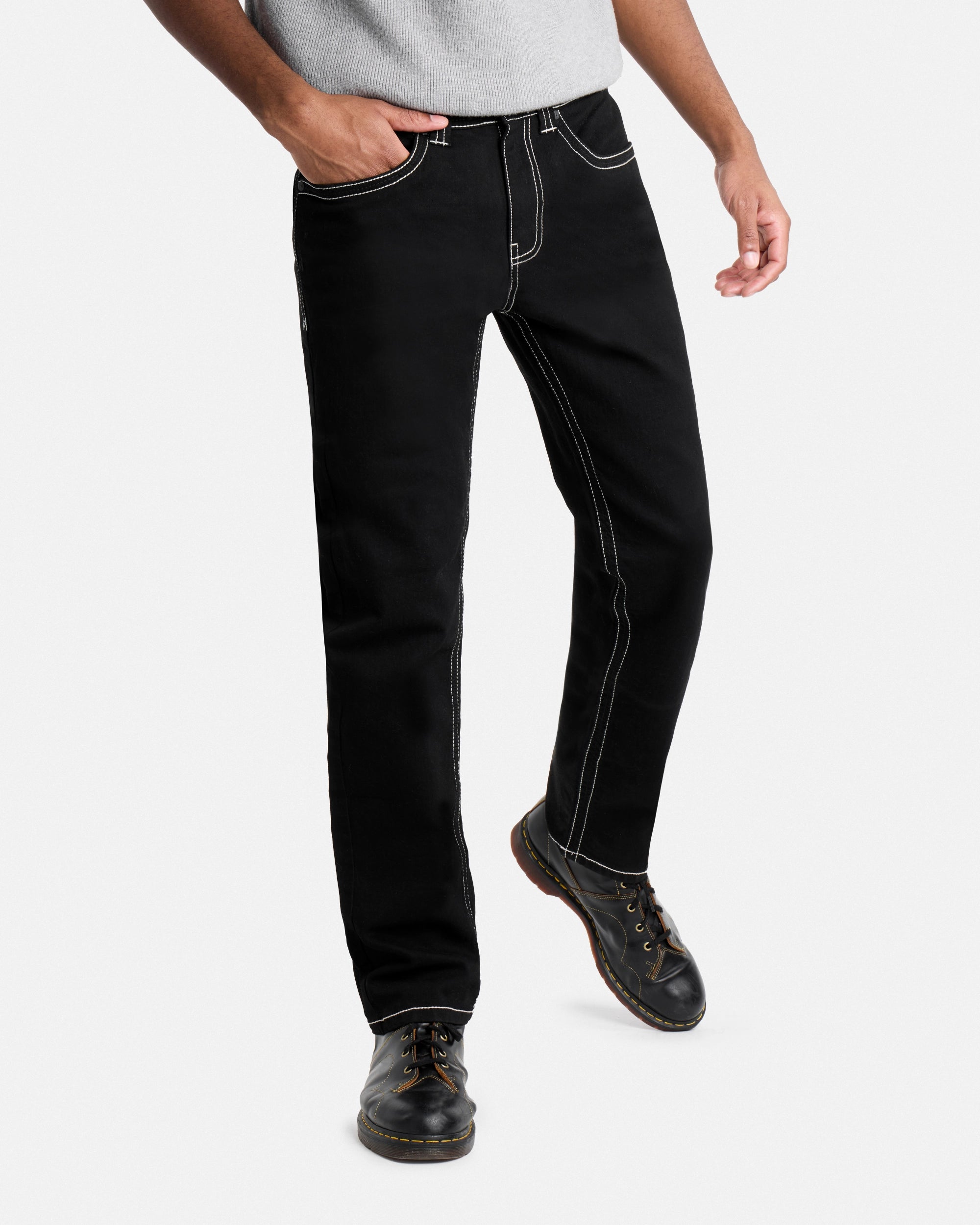 #CUDJM9100740 Saddle Stitch Relaxed Fit Color Western Jeans With Flap Pocket-thumbmail-4
