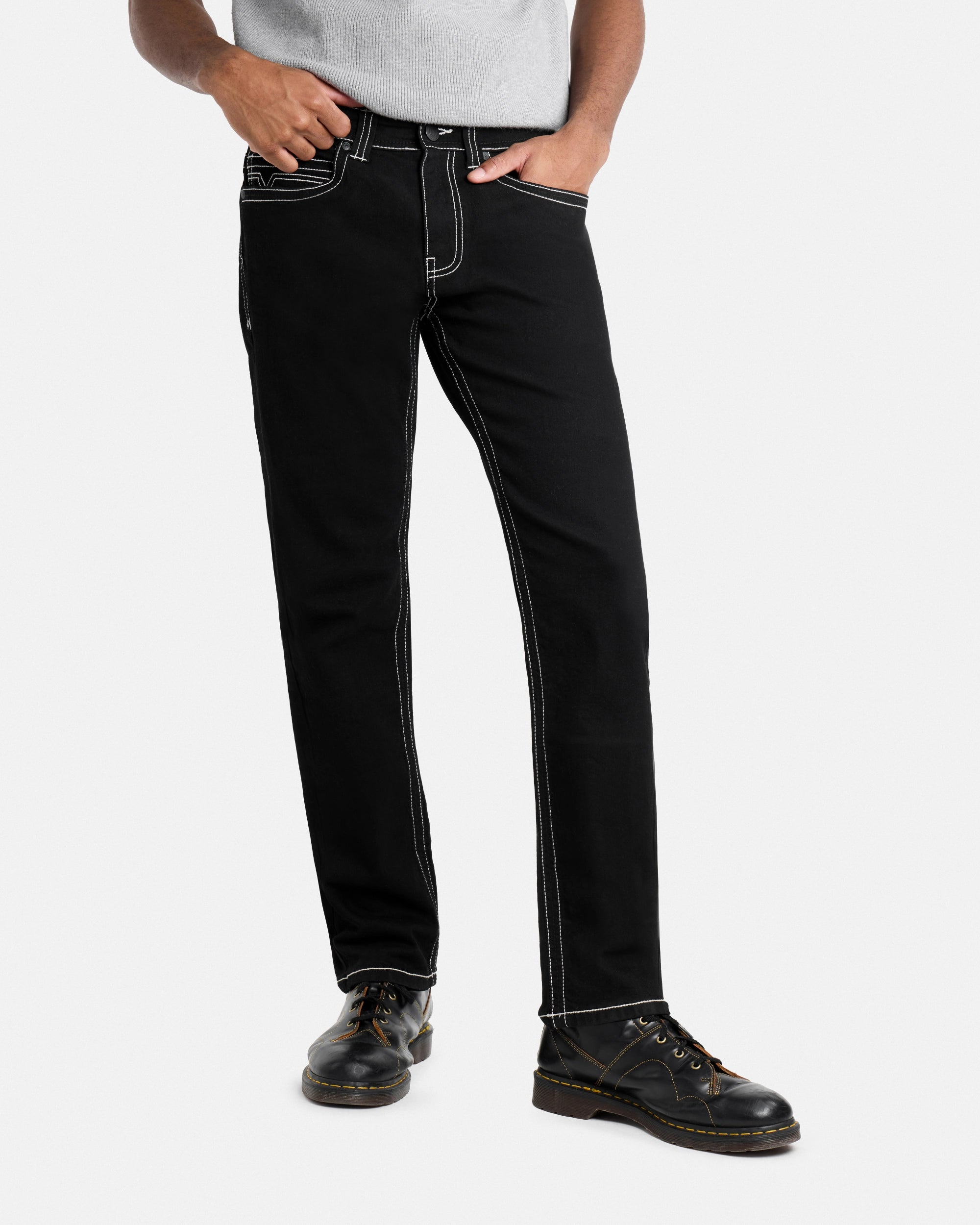 #CUDJM9100740 Saddle Stitch Relaxed Fit Color Western Jeans With Flap Pocket-thumbmail-5