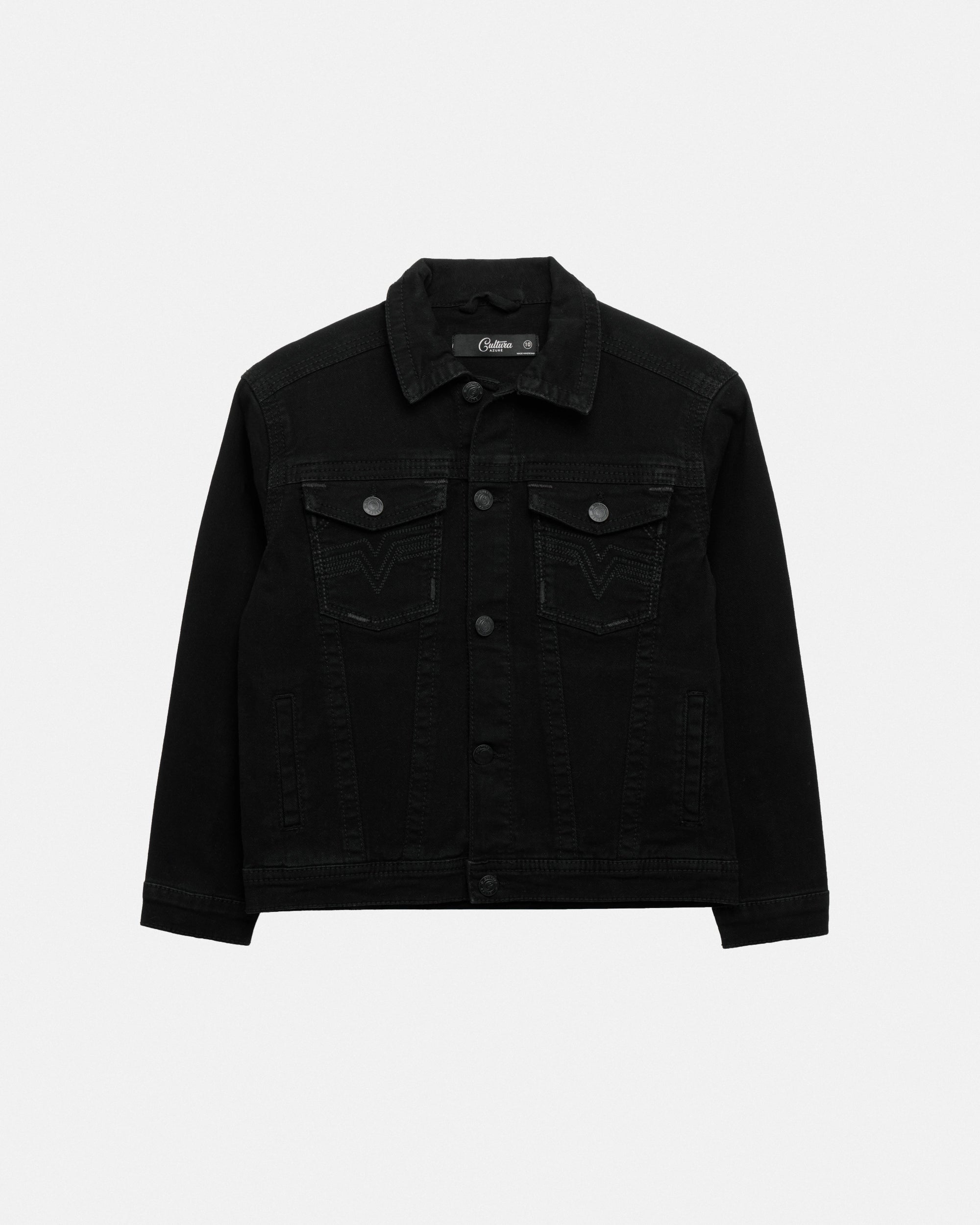 #CUJKB5100744 Boy's Saddle Stitch Color Denim Jacket With Flap Pocket