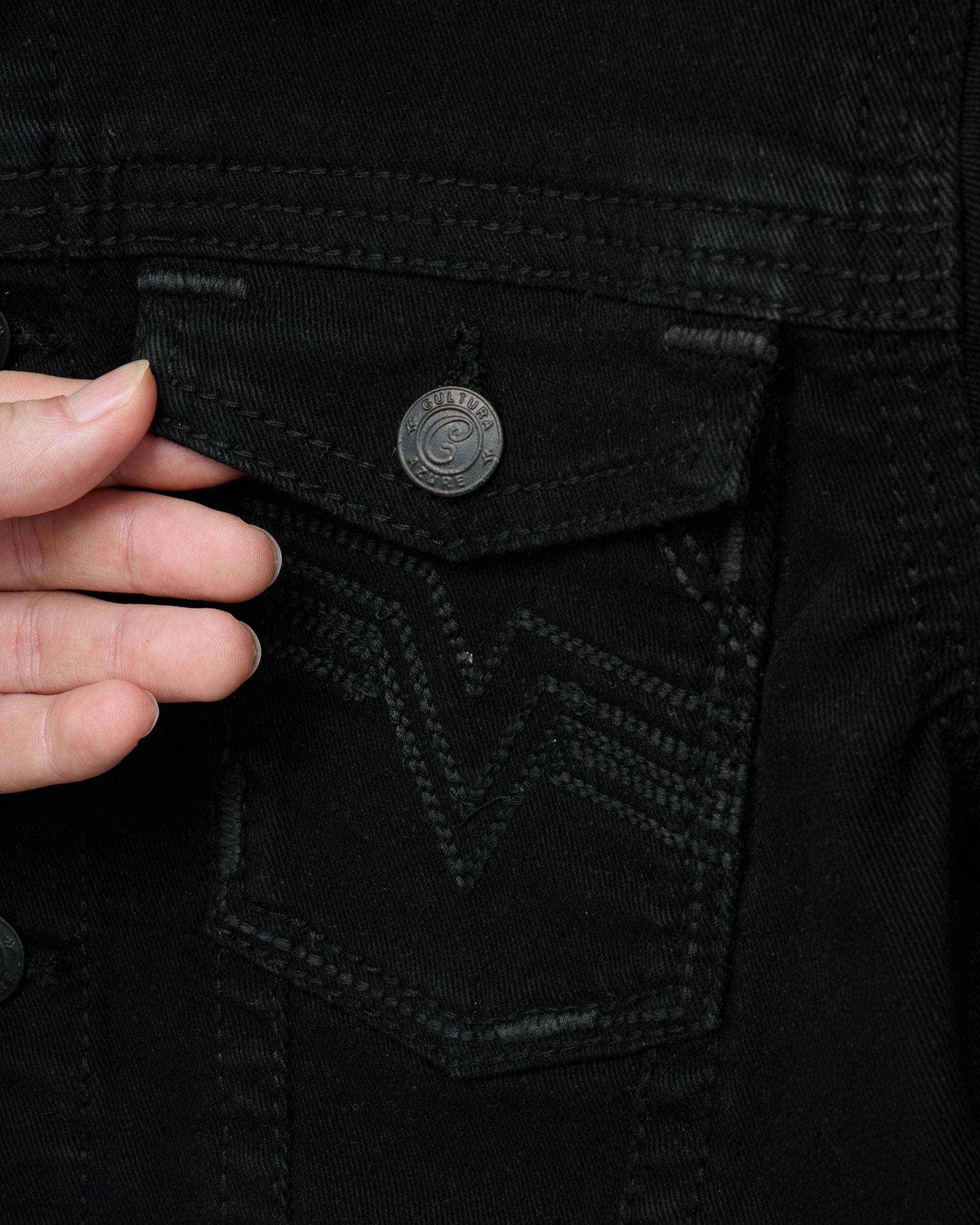 #CUJKB5100744 Boy's Saddle Stitch Color Denim Jacket With Flap Pocket-thumbmail-5