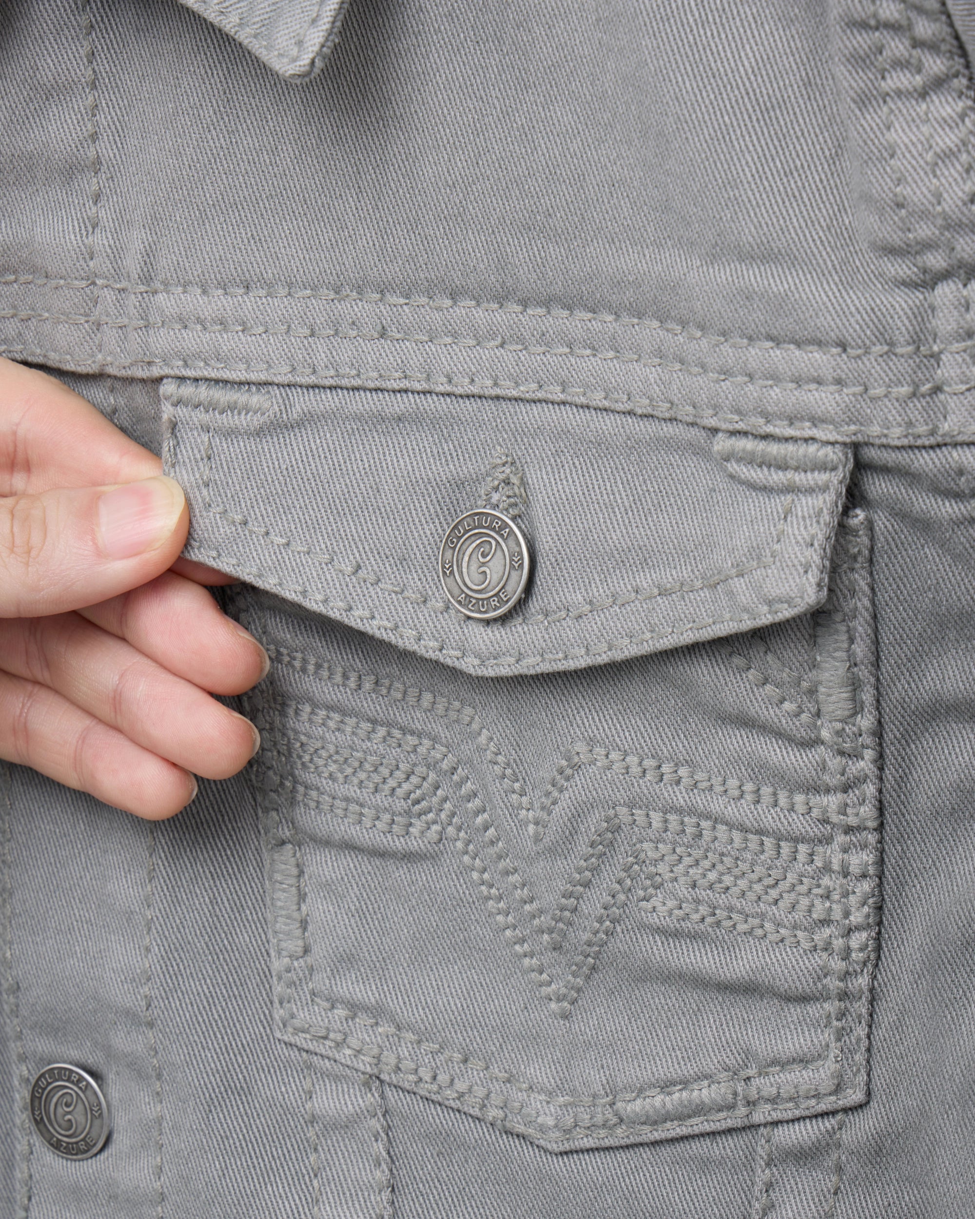 #CUJKB5100744 Boy's Saddle Stitch Color Denim Jacket With Flap Pocket-thumbmail-15