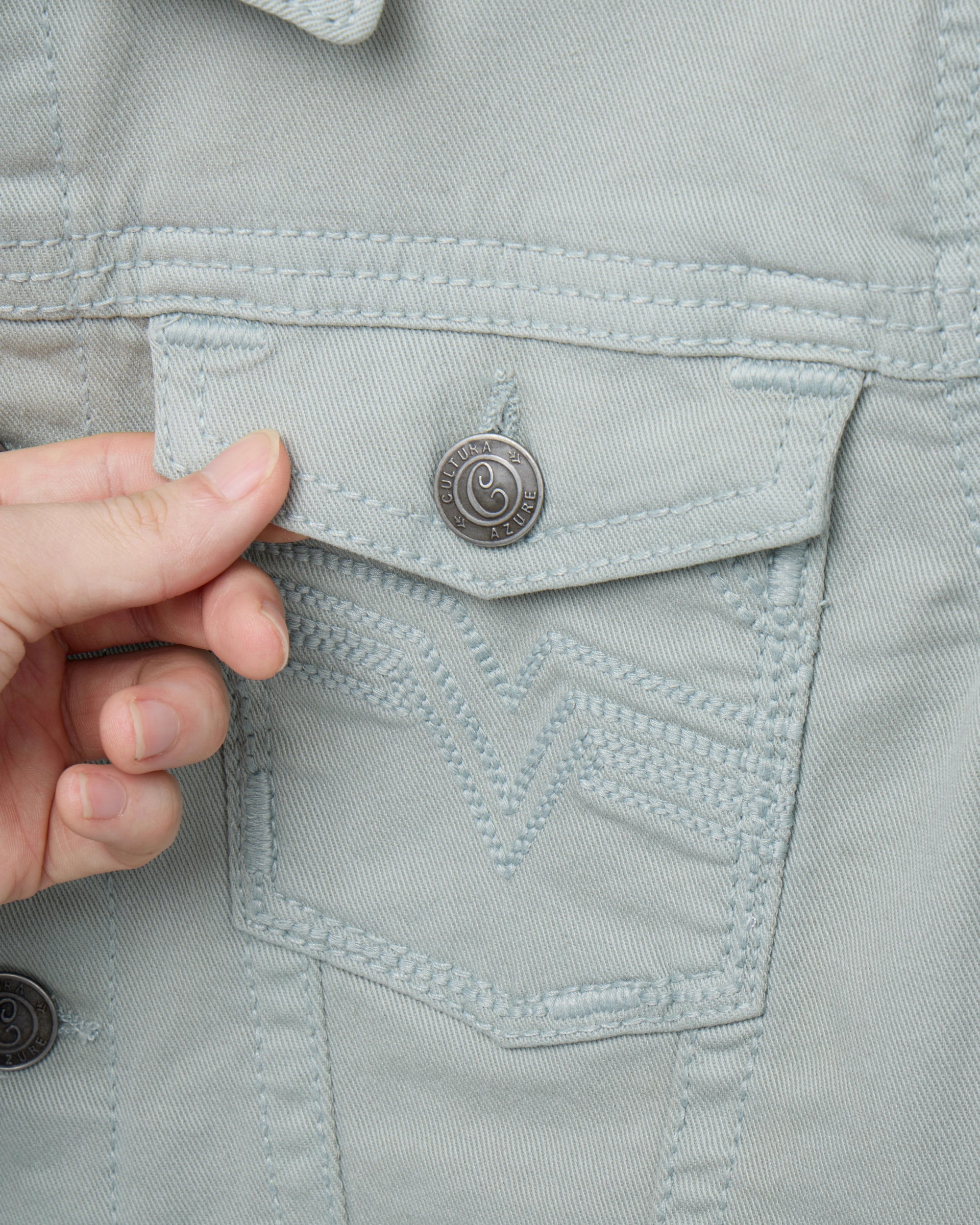 #CUJKB5100744 Boy's Saddle Stitch Color Denim Jacket With Flap Pocket-thumbmail-20