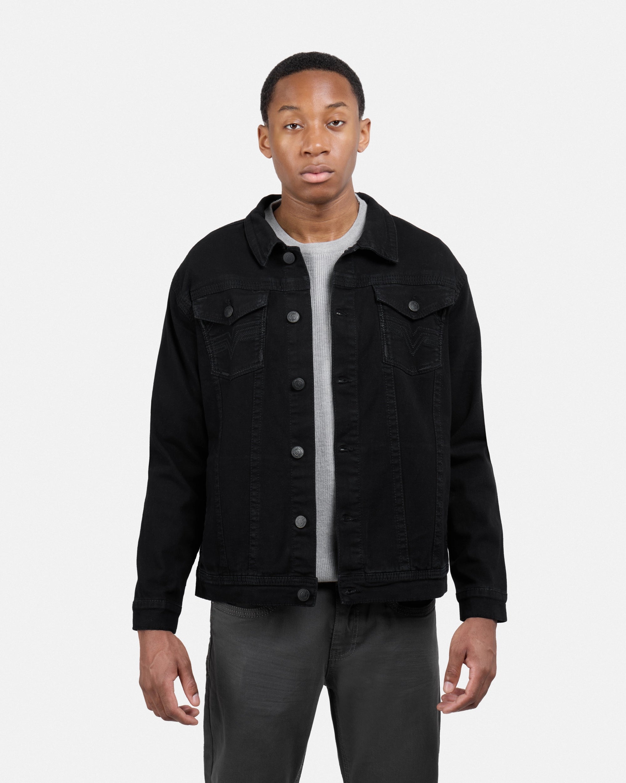 #CUJKM5100742 Saddle Stitch Trucker Color Denim Jacket