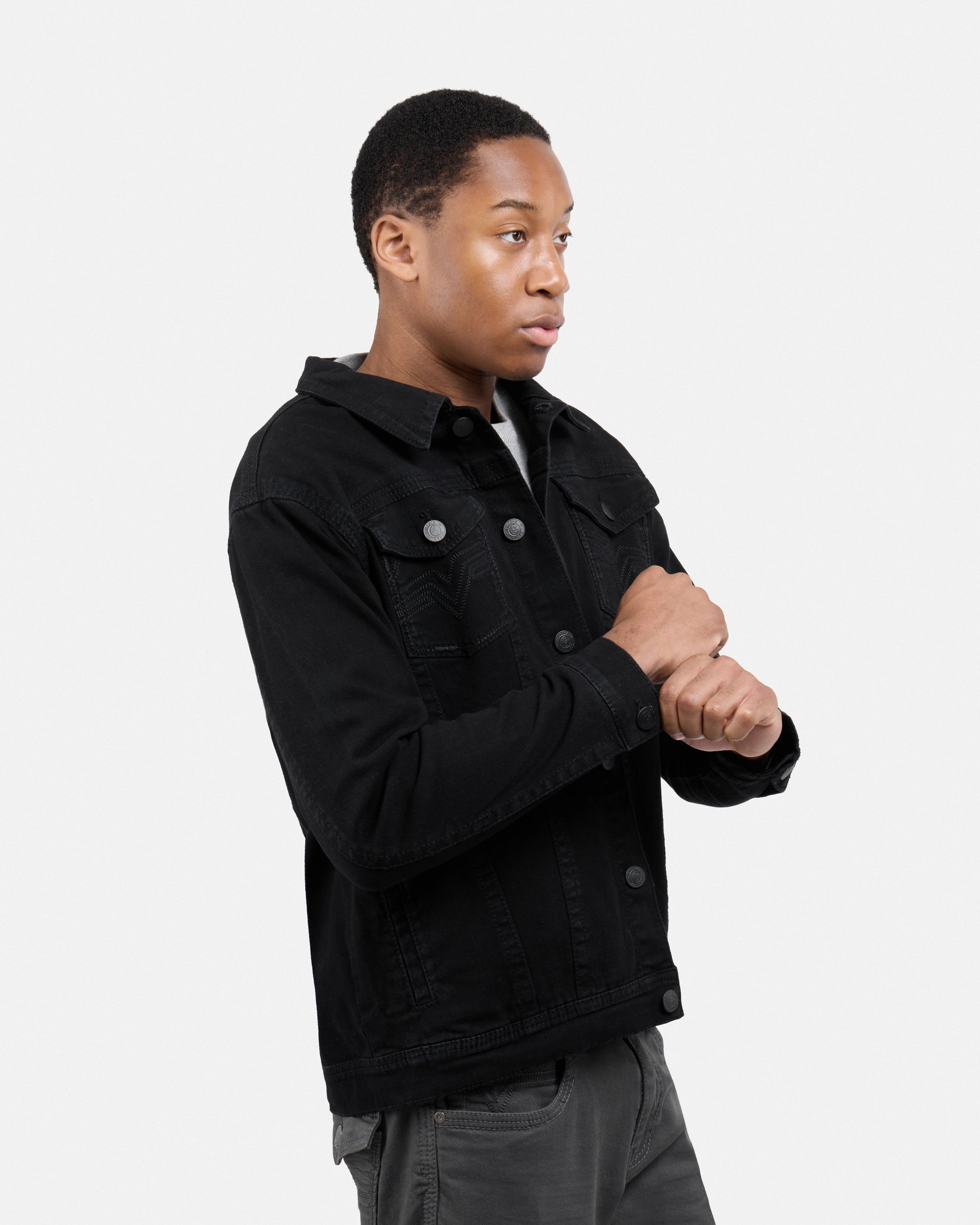 #CUJKM5100742 Saddle Stitch Trucker Color Denim Jacket-thumbmail-3