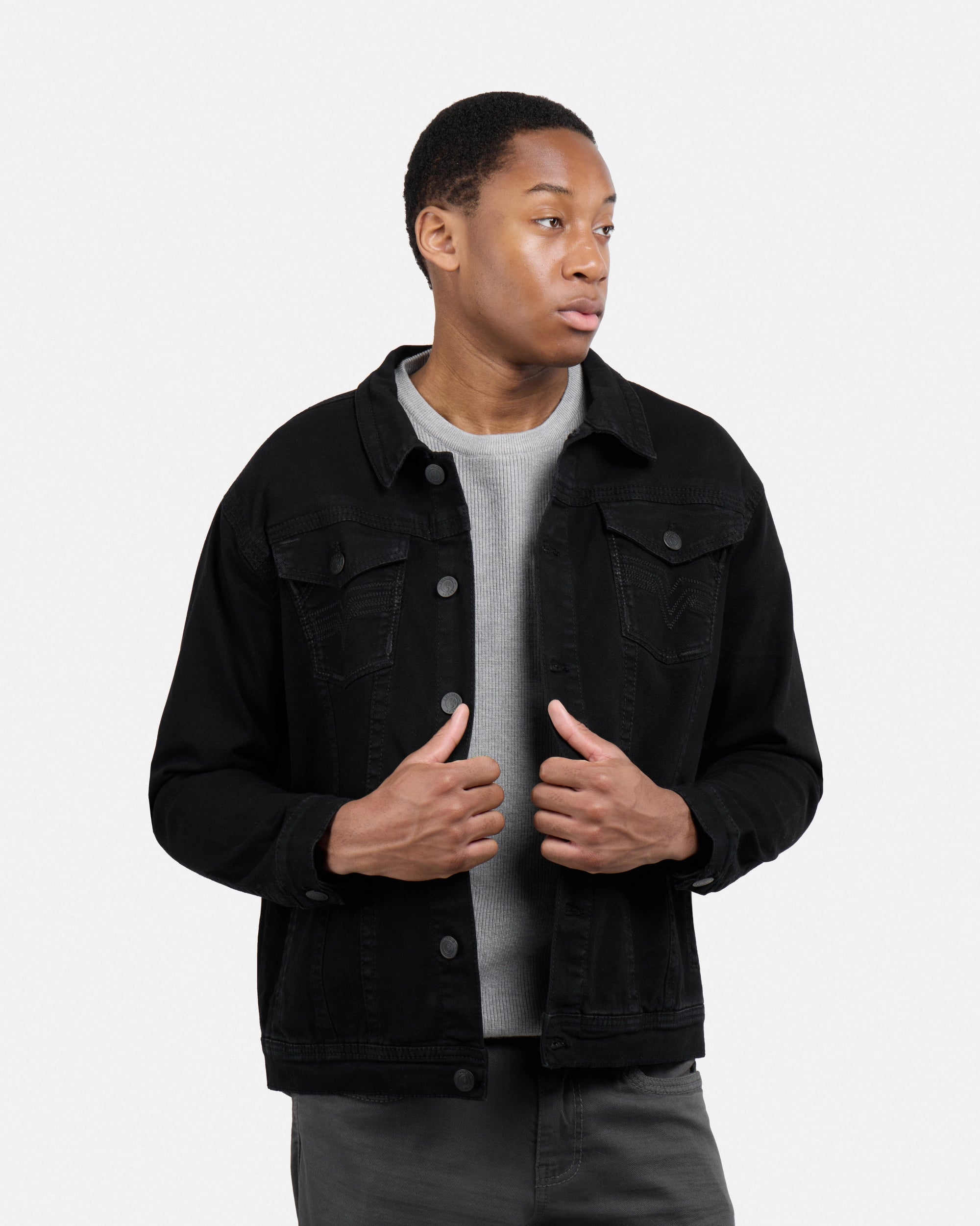 #CUJKM5100742 Saddle Stitch Trucker Color Denim Jacket-thumbmail-4