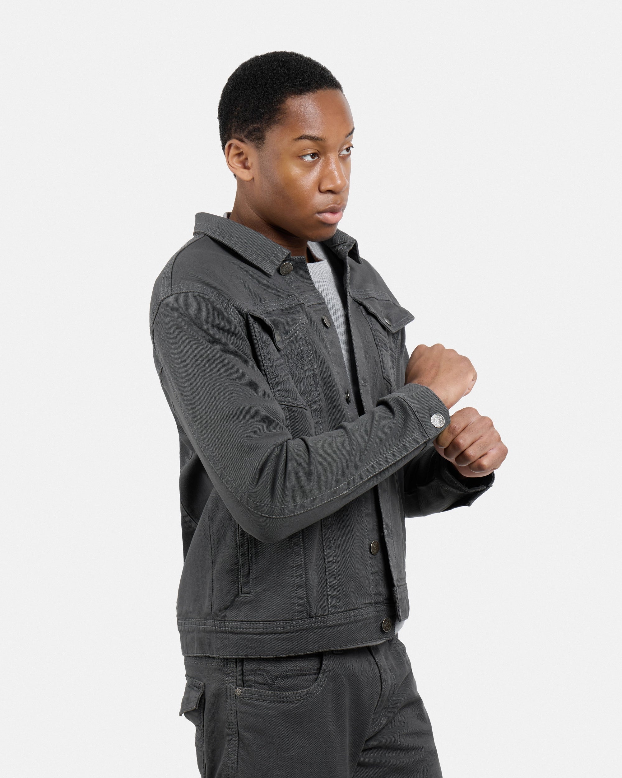 #CUJKM5100742 Saddle Stitch Trucker Color Denim Jacket-thumbmail-12