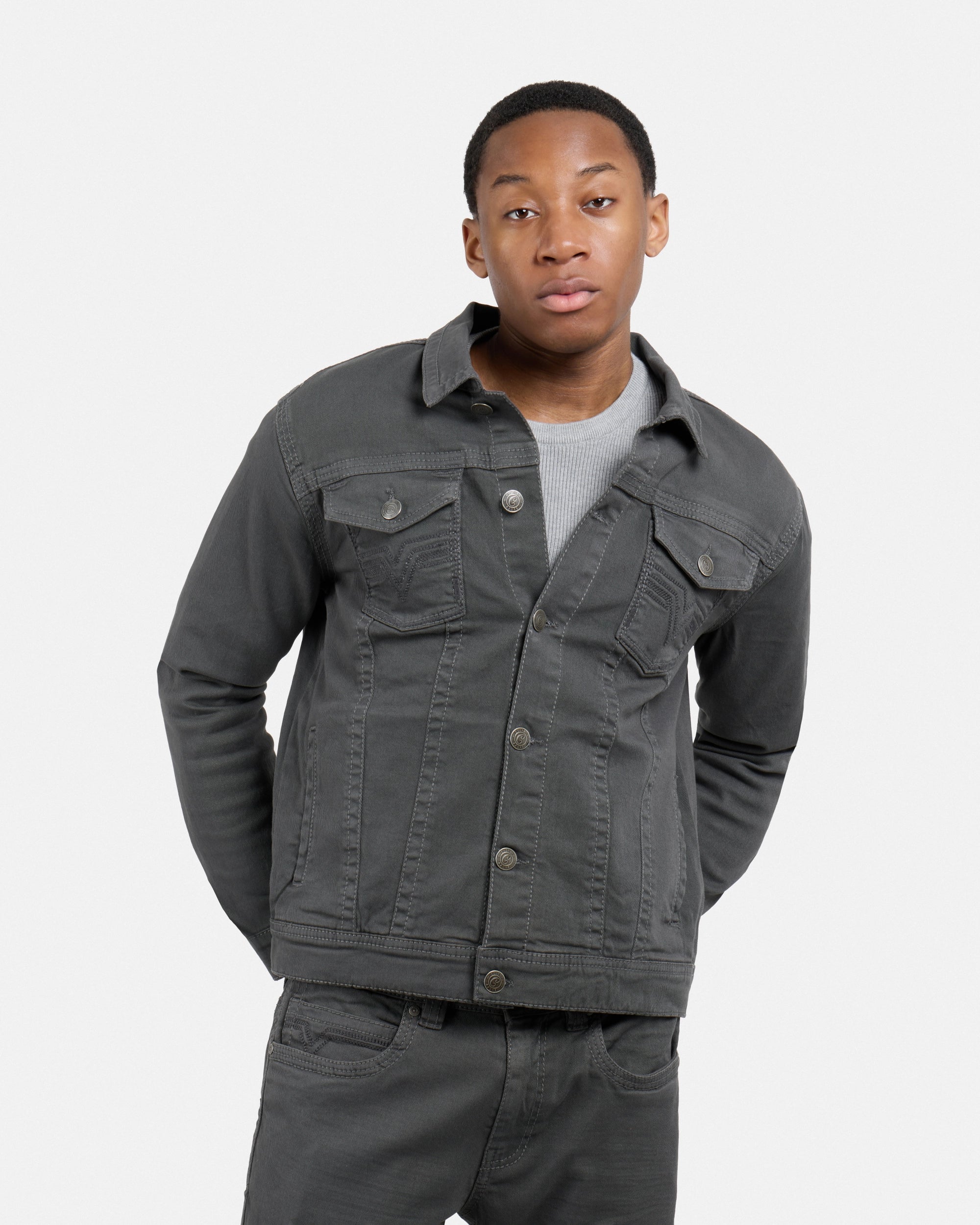 #CUJKM5100742 Saddle Stitch Trucker Color Denim Jacket-thumbmail-14