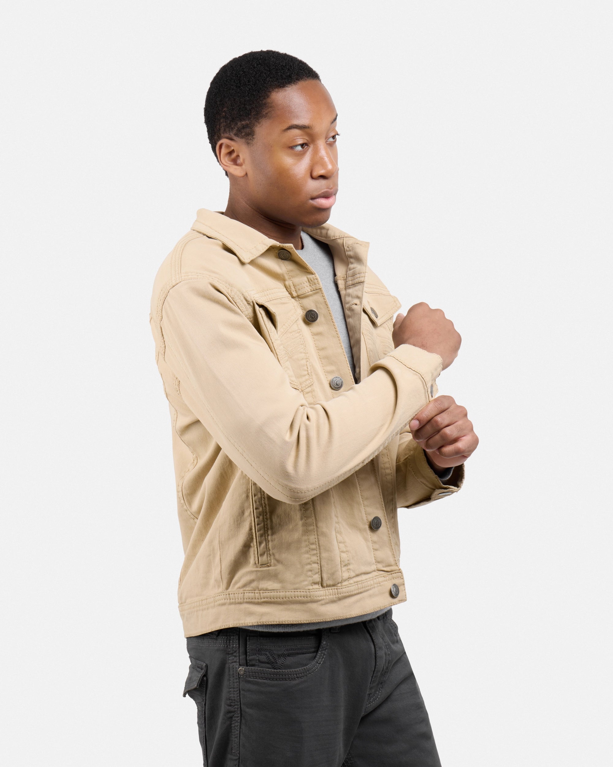 #CUJKM5100742 Saddle Stitch Trucker Color Denim Jacket-thumbmail-30