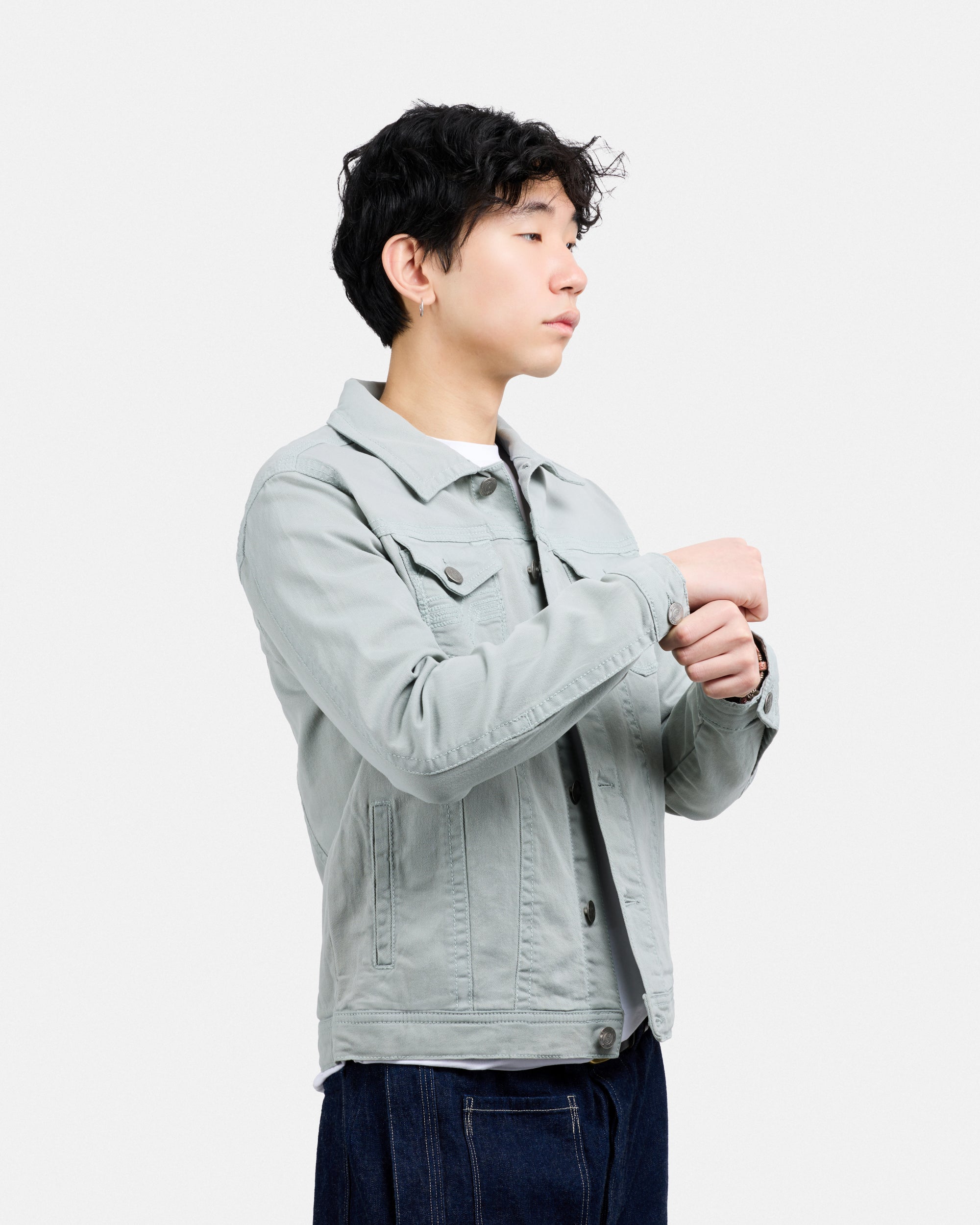 #CUJKM5100742 Saddle Stitch Trucker Color Denim Jacket-thumbmail-38