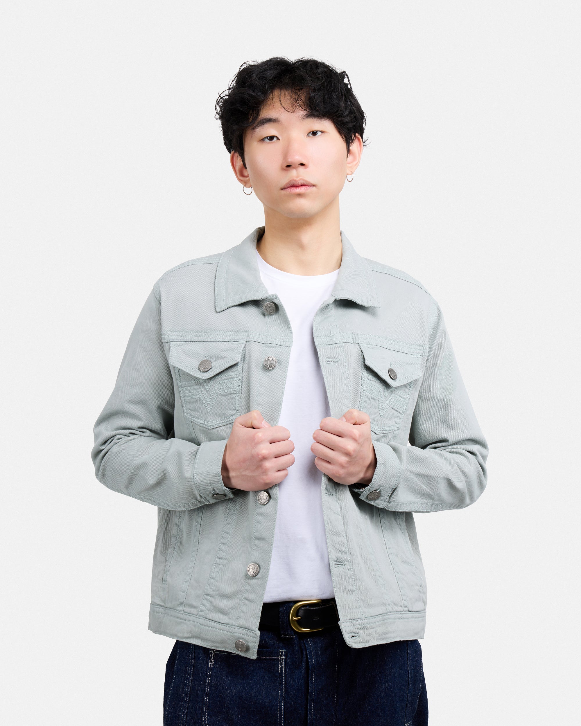 #CUJKM5100742 Saddle Stitch Trucker Color Denim Jacket-thumbmail-39