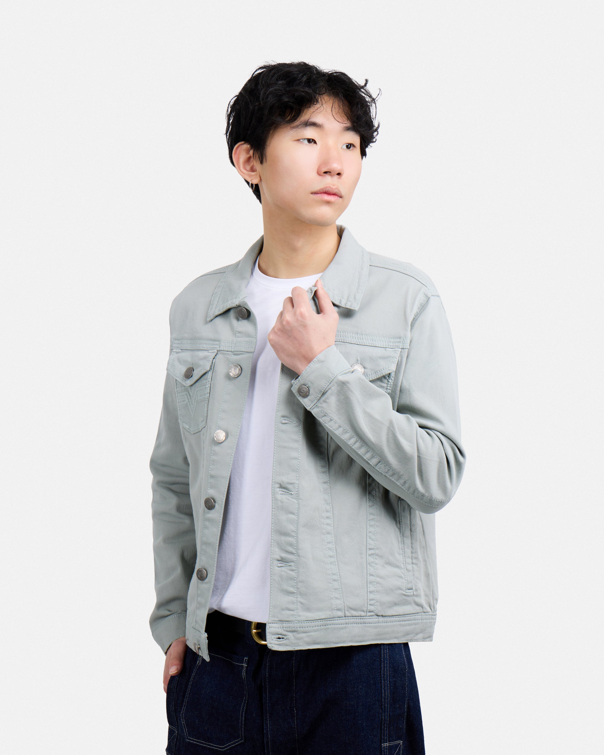 #CUJKM5100742 Saddle Stitch Trucker Color Denim Jacket-thumbmail-40