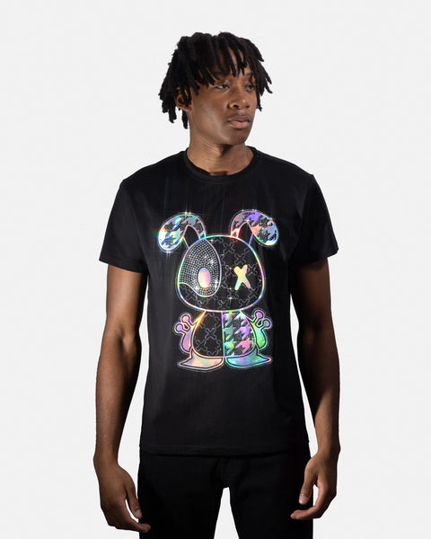 Heads or Tails Men's Slim Fit Crewneck Rhinestone Studded Graphic