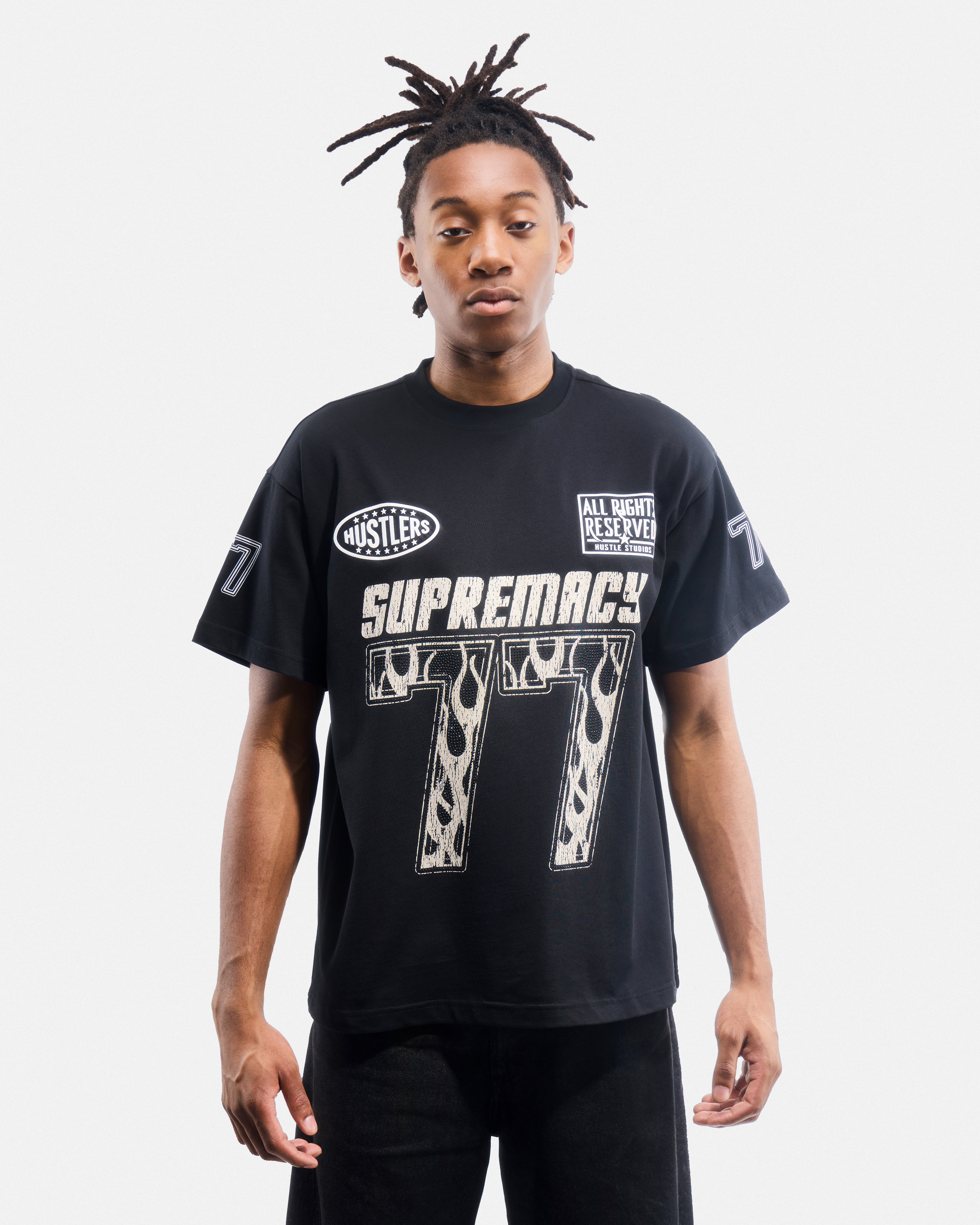 Men's Oversized Rhinestone Graphic T-Shirt_Supremacy Seventy Seven