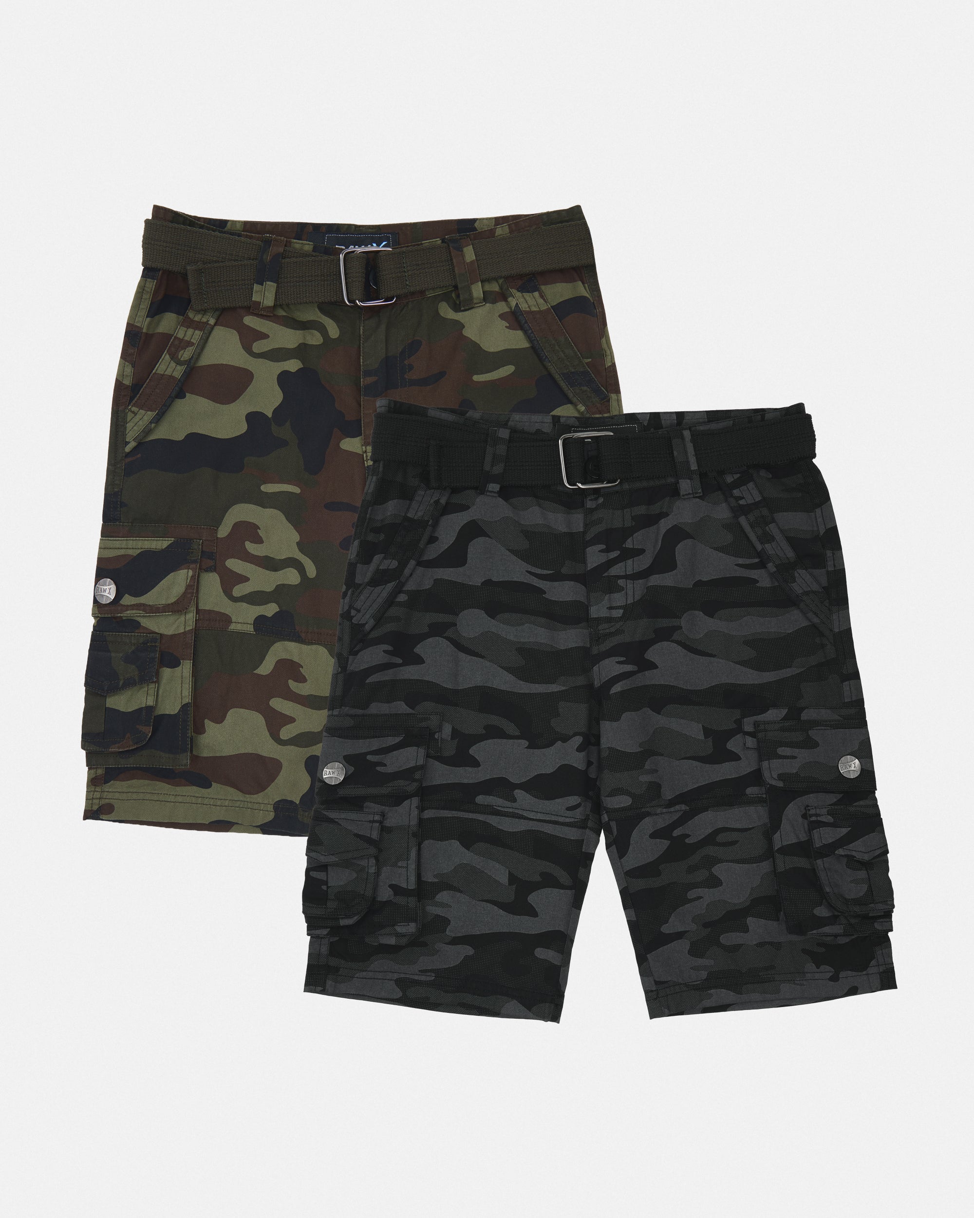 #KBS-1001 Little Boy's 4-7 2-Piece Combo Belted Twill Cargo Shorts-thumbmail-1