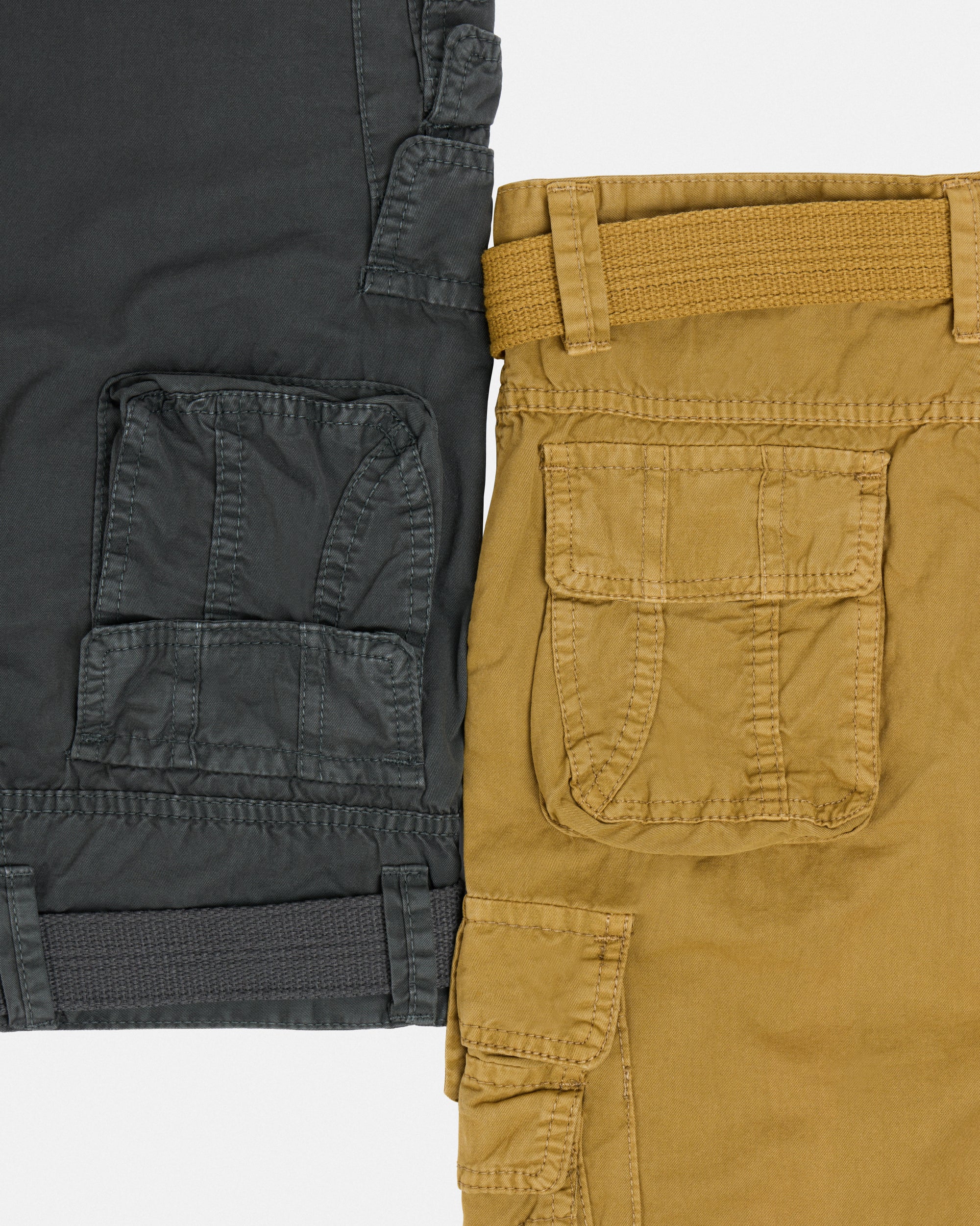 #KBS-1001 Little Boy's 4-7 2-Piece Combo Belted Twill Cargo Shorts-thumbmail-35