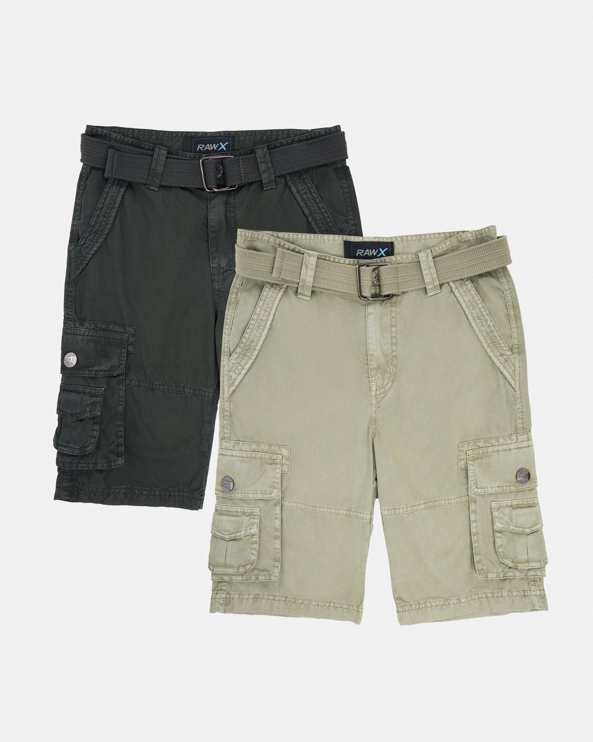 #KBS-1001 Little Boy's 4-7 2-Piece Combo Belted Twill Cargo Shorts-thumbmail-36
