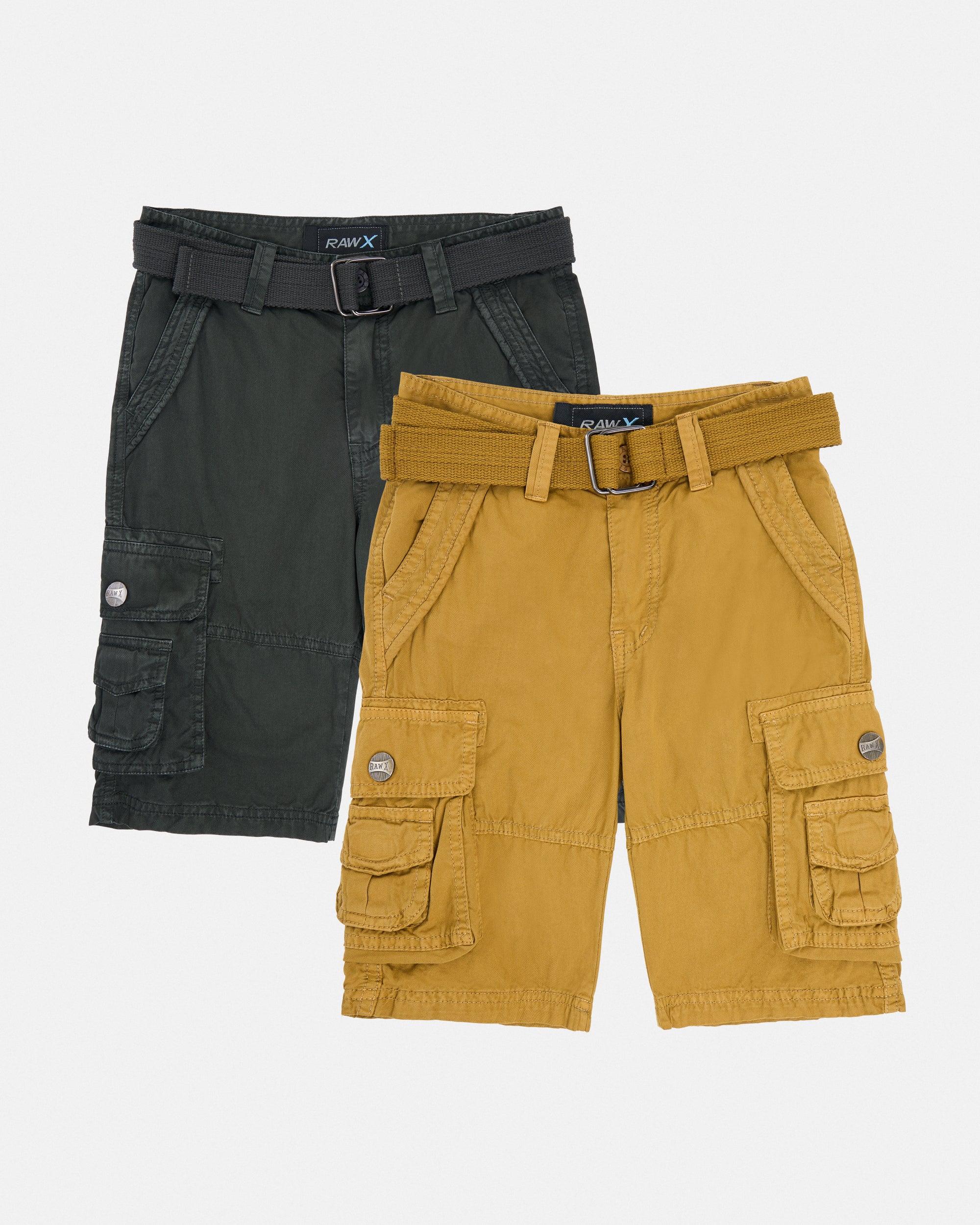 #KBS-1001 Little Boy's 4-7 2-Piece Combo Belted Twill Cargo Shorts-thumbmail-31