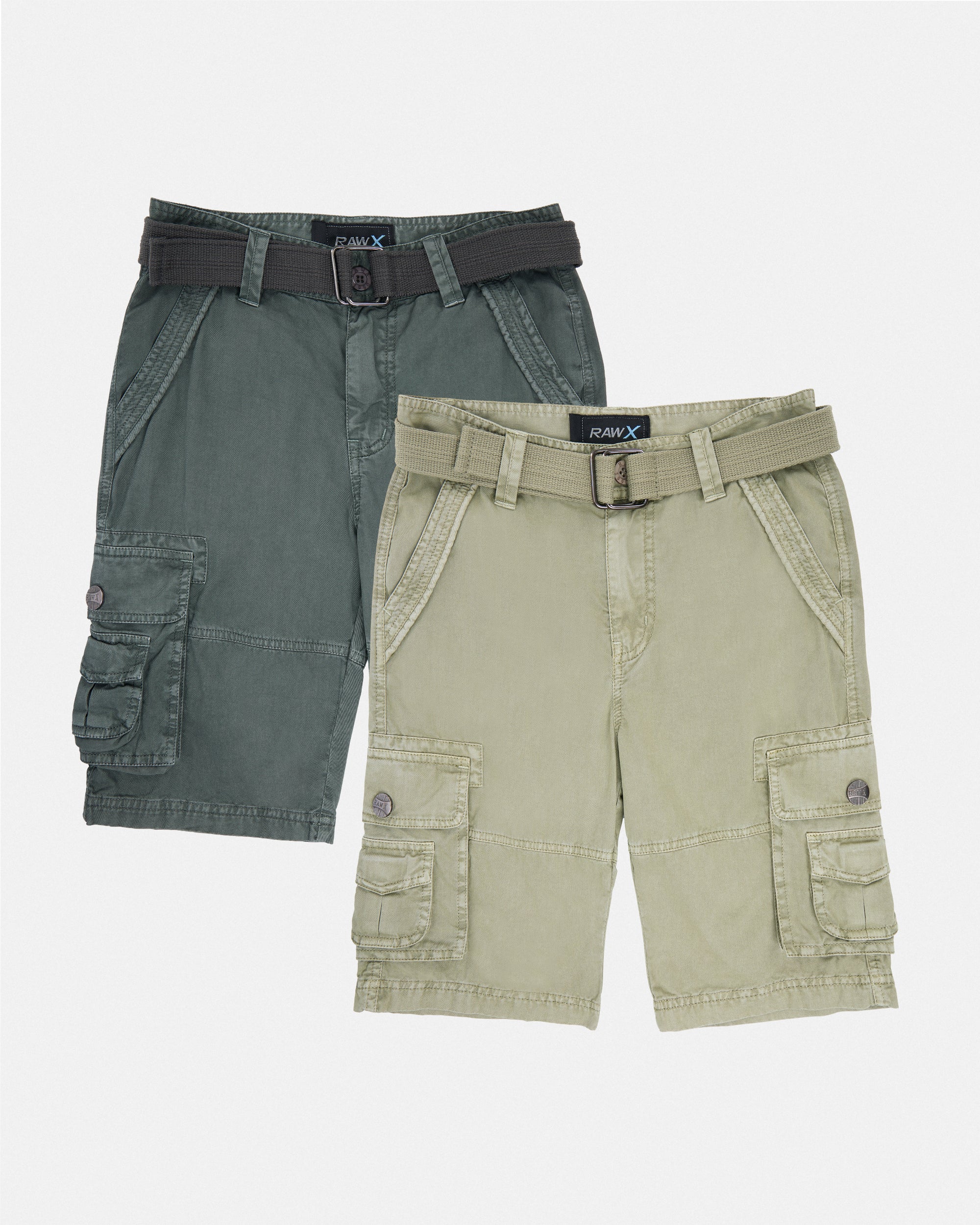 #KBS-1001 Little Boy's 4-7 2-Piece Combo Belted Twill Cargo Shorts-thumbmail-51