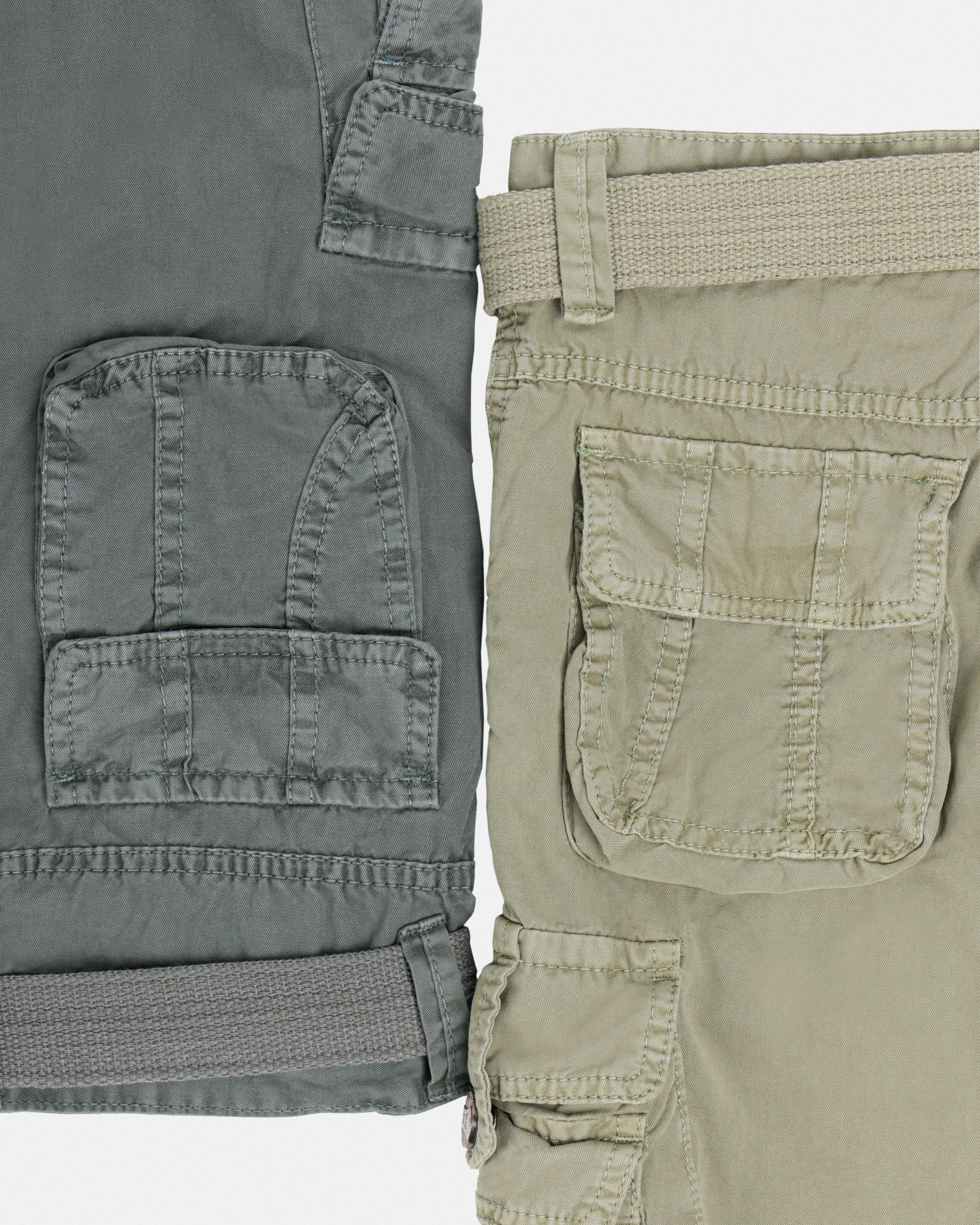 #KBS-1001 Little Boy's 4-7 2-Piece Combo Belted Twill Cargo Shorts-thumbmail-55