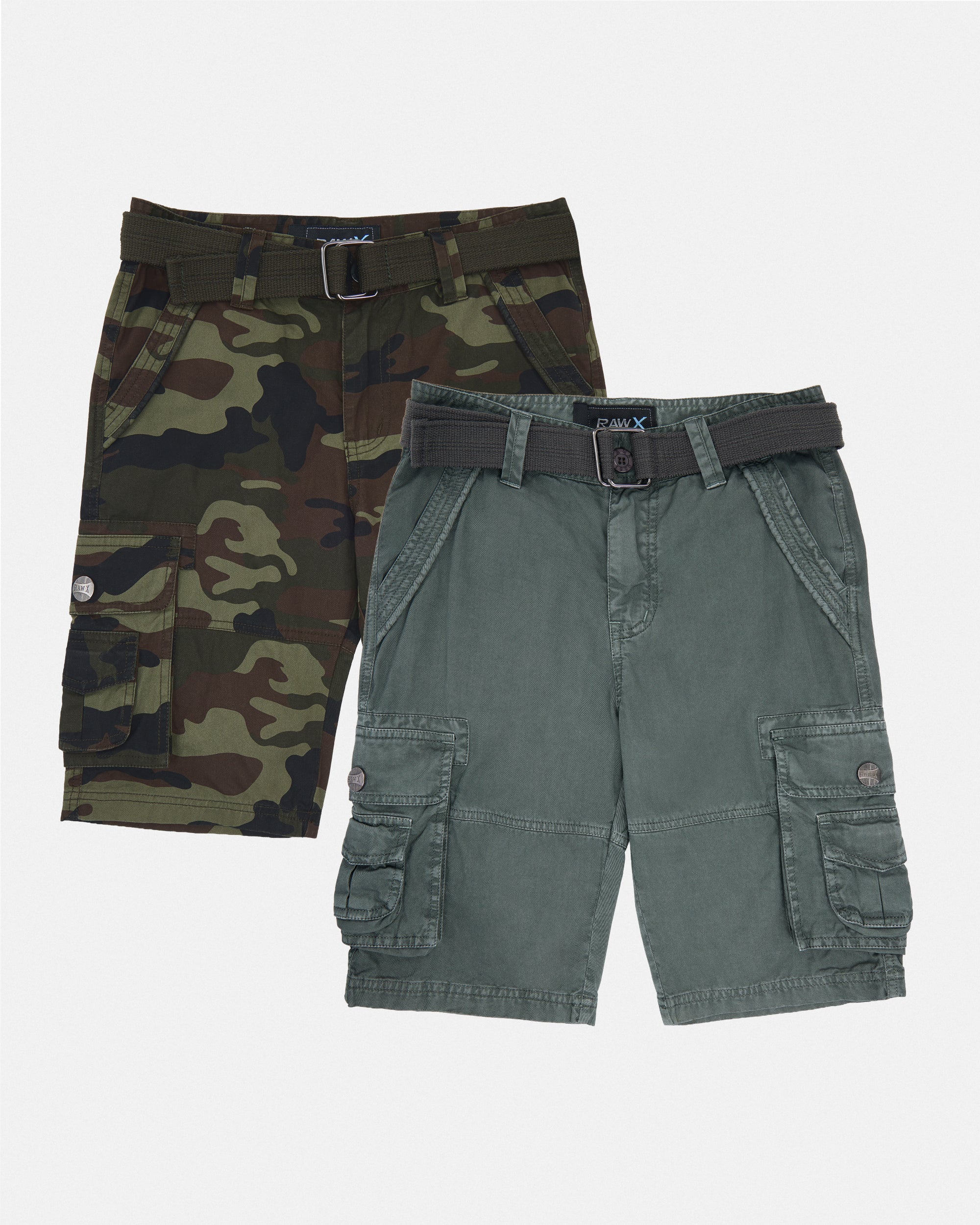 #KBS-1001 Little Boy's 4-7 2-Piece Combo Belted Twill Cargo Shorts-thumbmail-6