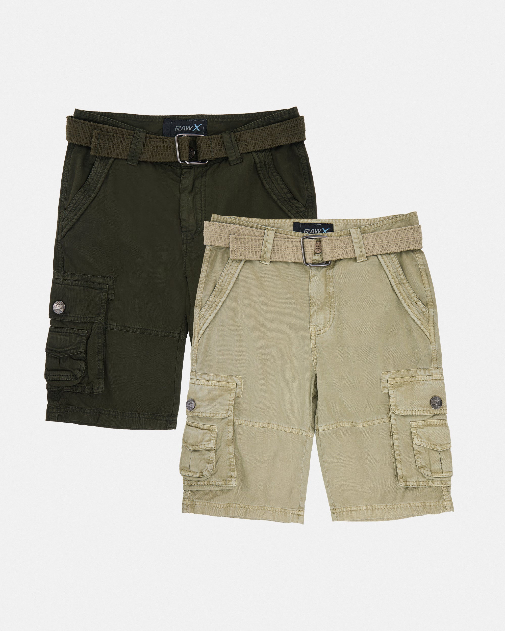 #KBS-1001 Little Boy's 4-7 2-Piece Combo Belted Twill Cargo Shorts-thumbmail-61