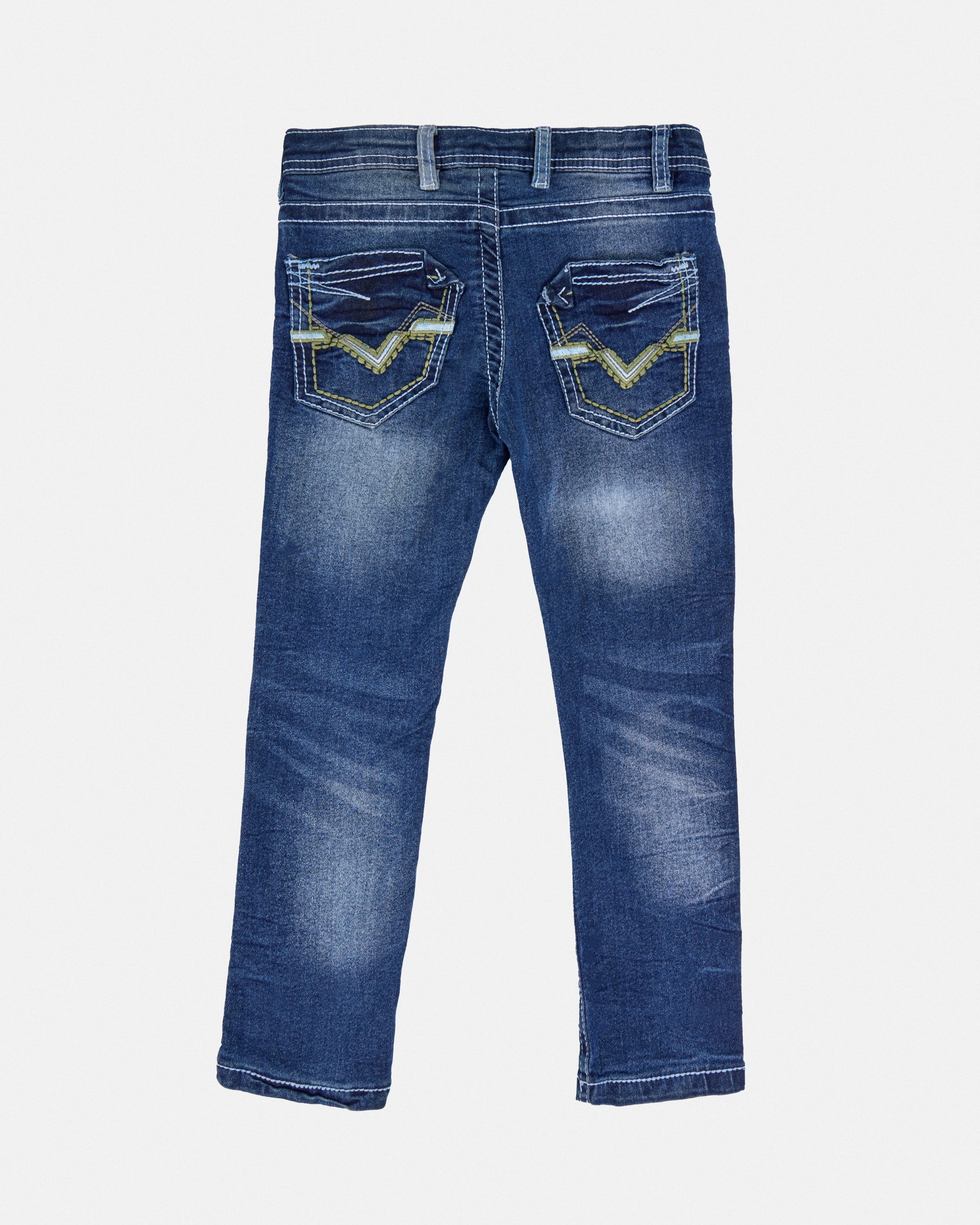 『TEN SADDLE DENIM BLUE L』 Cultura Little Boy's Slim Fit Saddle Stitch Stretch Jeans – X-RAY