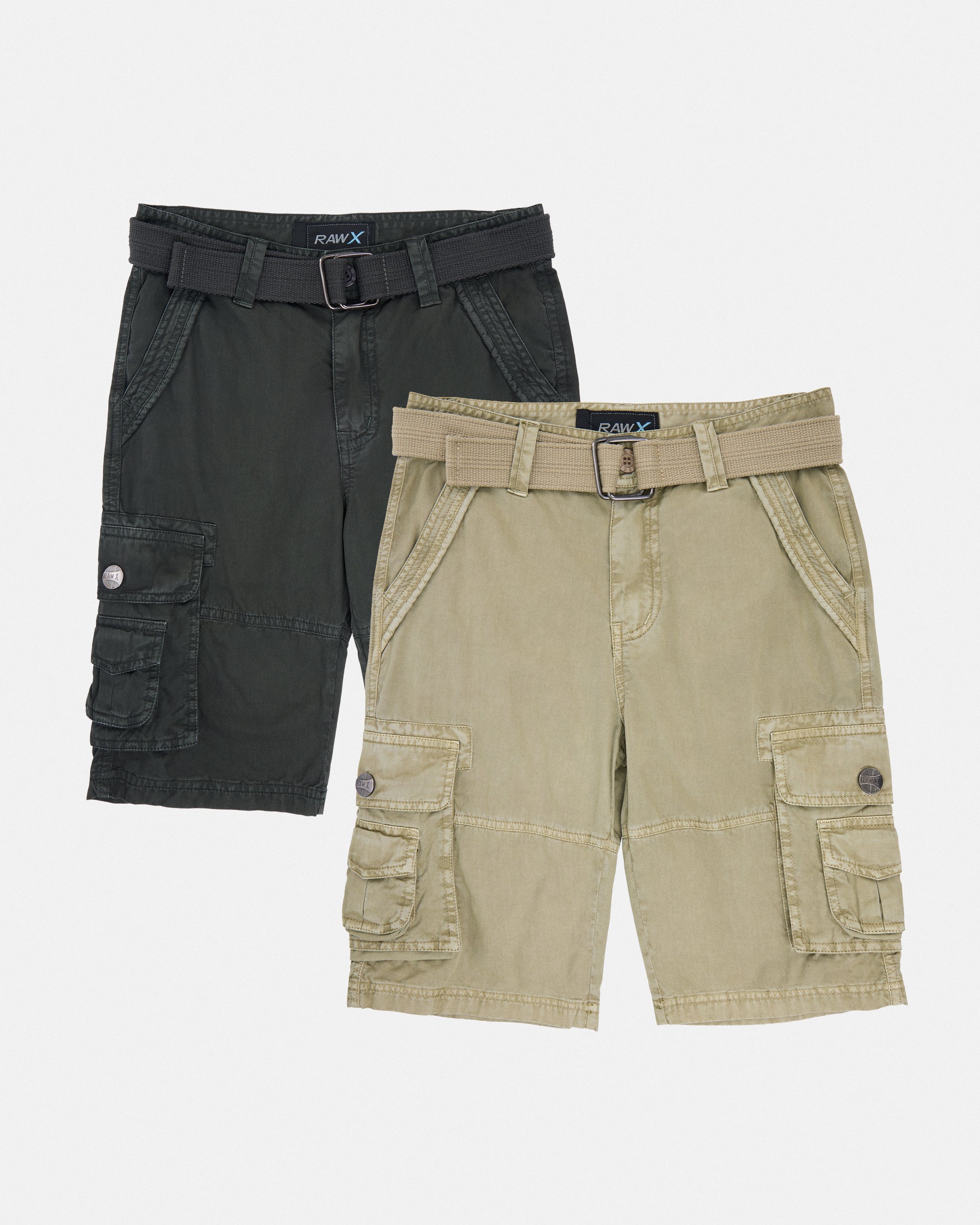 #RBS-1001 Boy's 2Pc Combo Belted Twill Cargo Shorts, Size 8-18-thumbmail-51