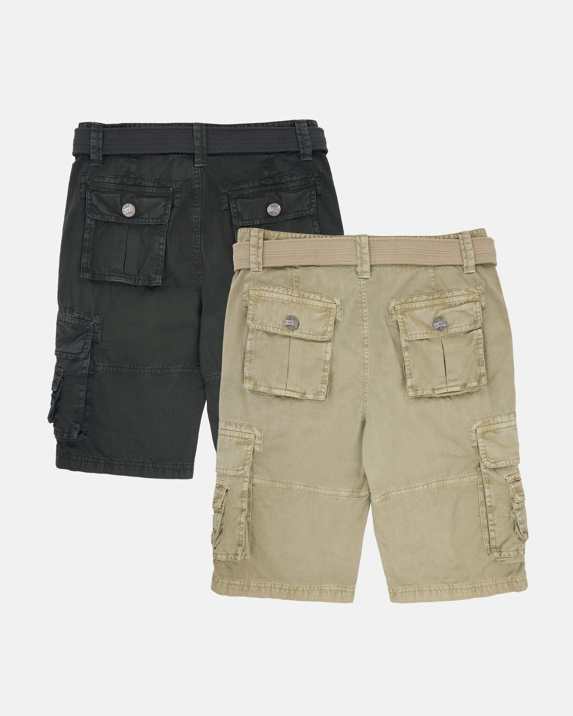 #RBS-1001 Boy's 2Pc Combo Belted Twill Cargo Shorts, Size 8-18-thumbmail-52