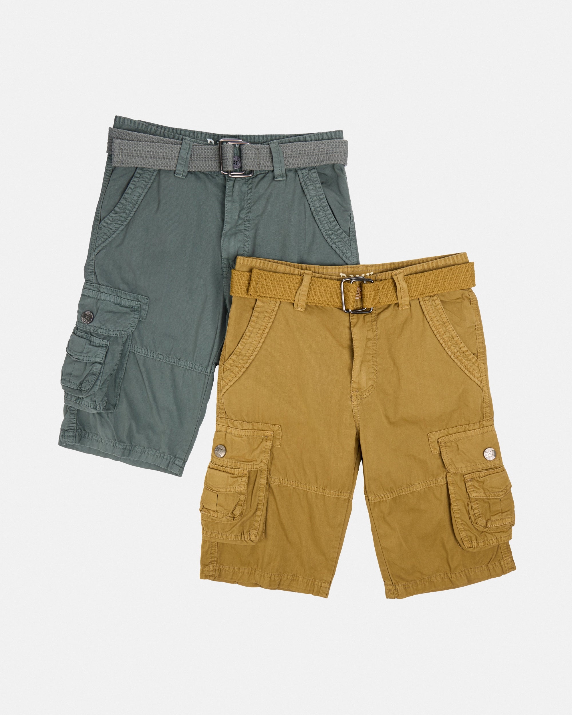 #RBS-1001 Boy's 2Pc Combo Belted Twill Cargo Shorts, Size 8-18