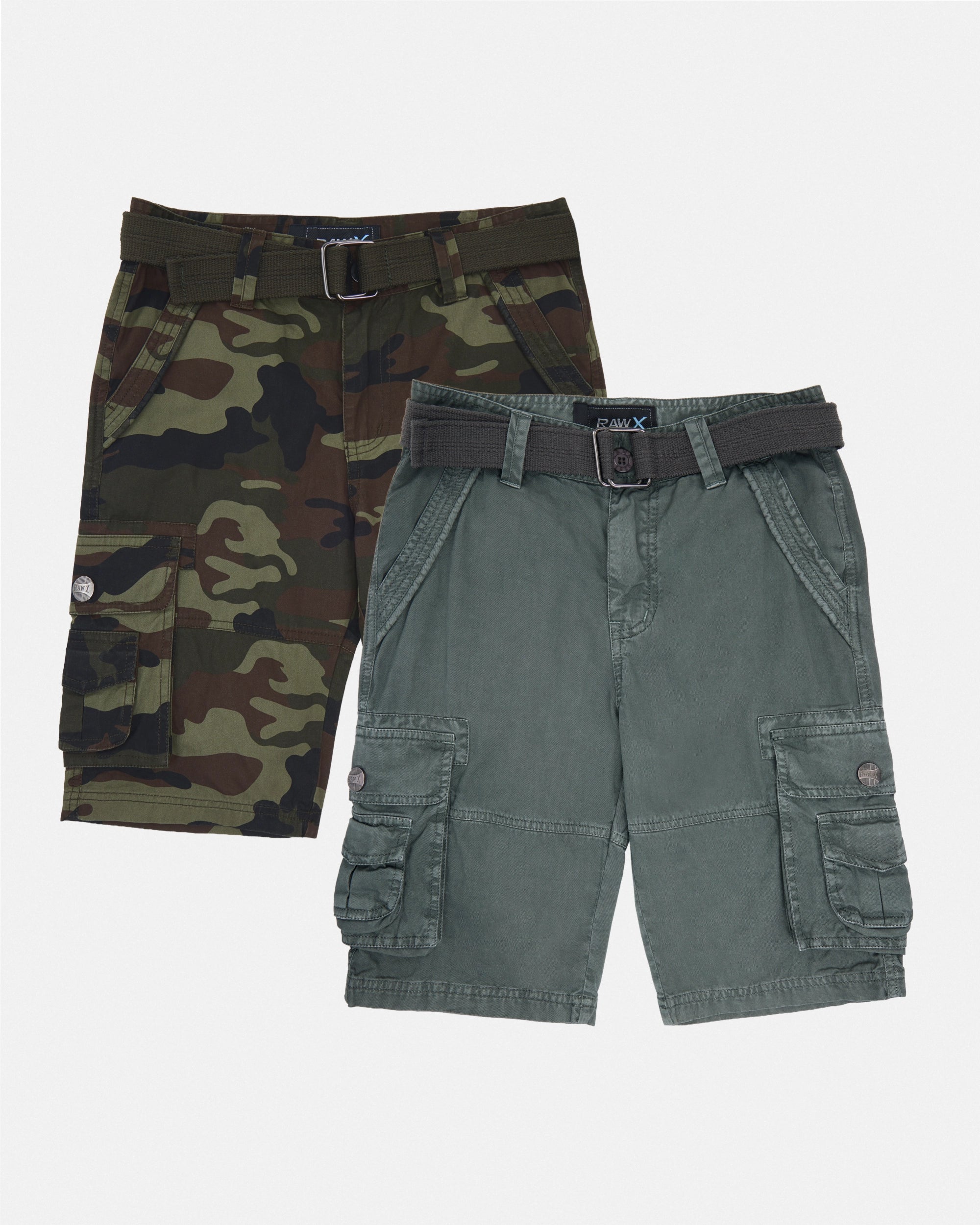 #RBS-1001 Boy's 2Pc Combo Belted Twill Cargo Shorts, Size 8-18-thumbmail-71