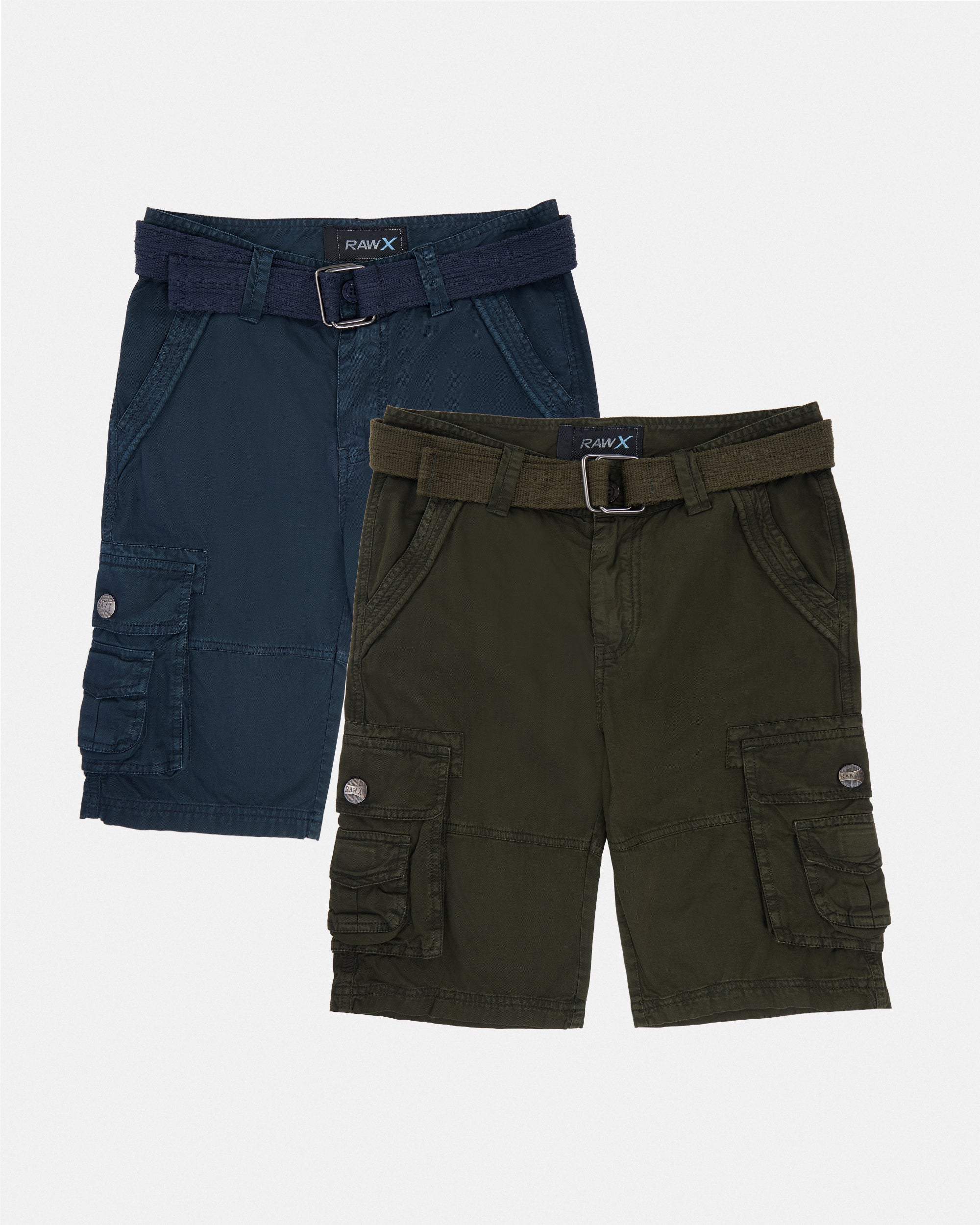 #RBS-1001 Boy's 2Pc Combo Belted Twill Cargo Shorts, Size 8-18-thumbmail-36
