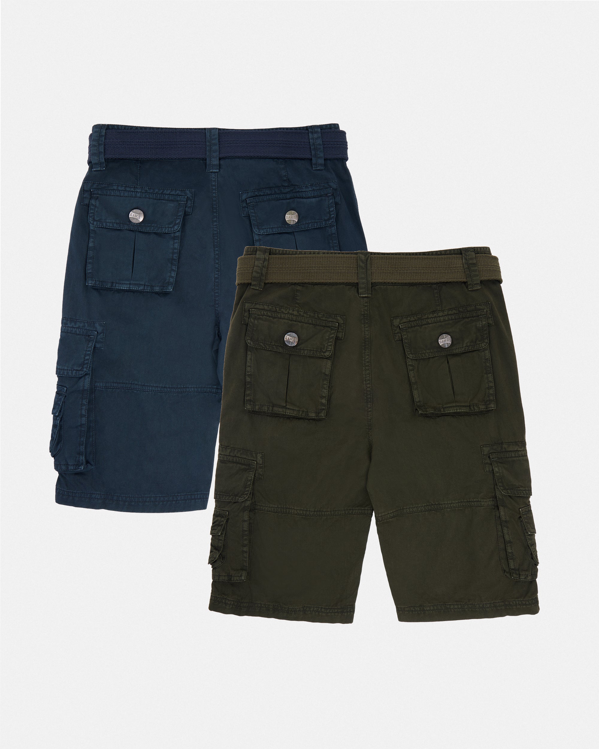 #RBS-1001 Boy's 2Pc Combo Belted Twill Cargo Shorts, Size 8-18-thumbmail-37
