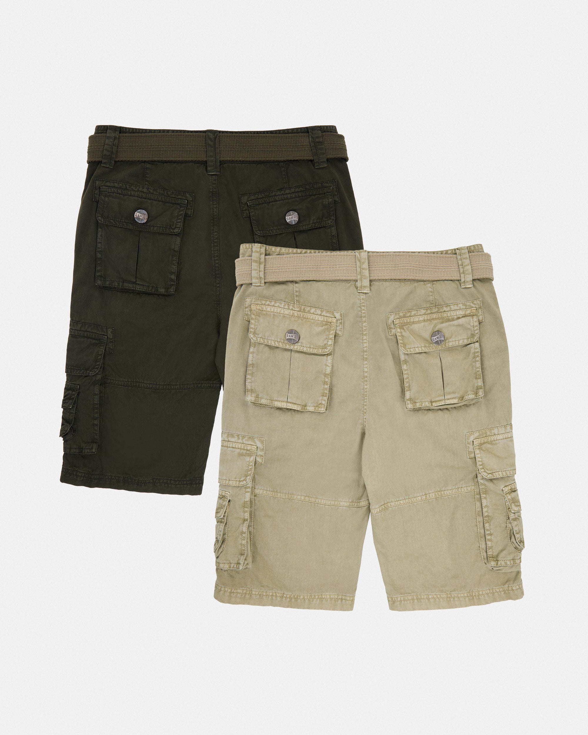 #RBS-1001 Boy's 2Pc Combo Belted Twill Cargo Shorts, Size 8-18-thumbmail-47