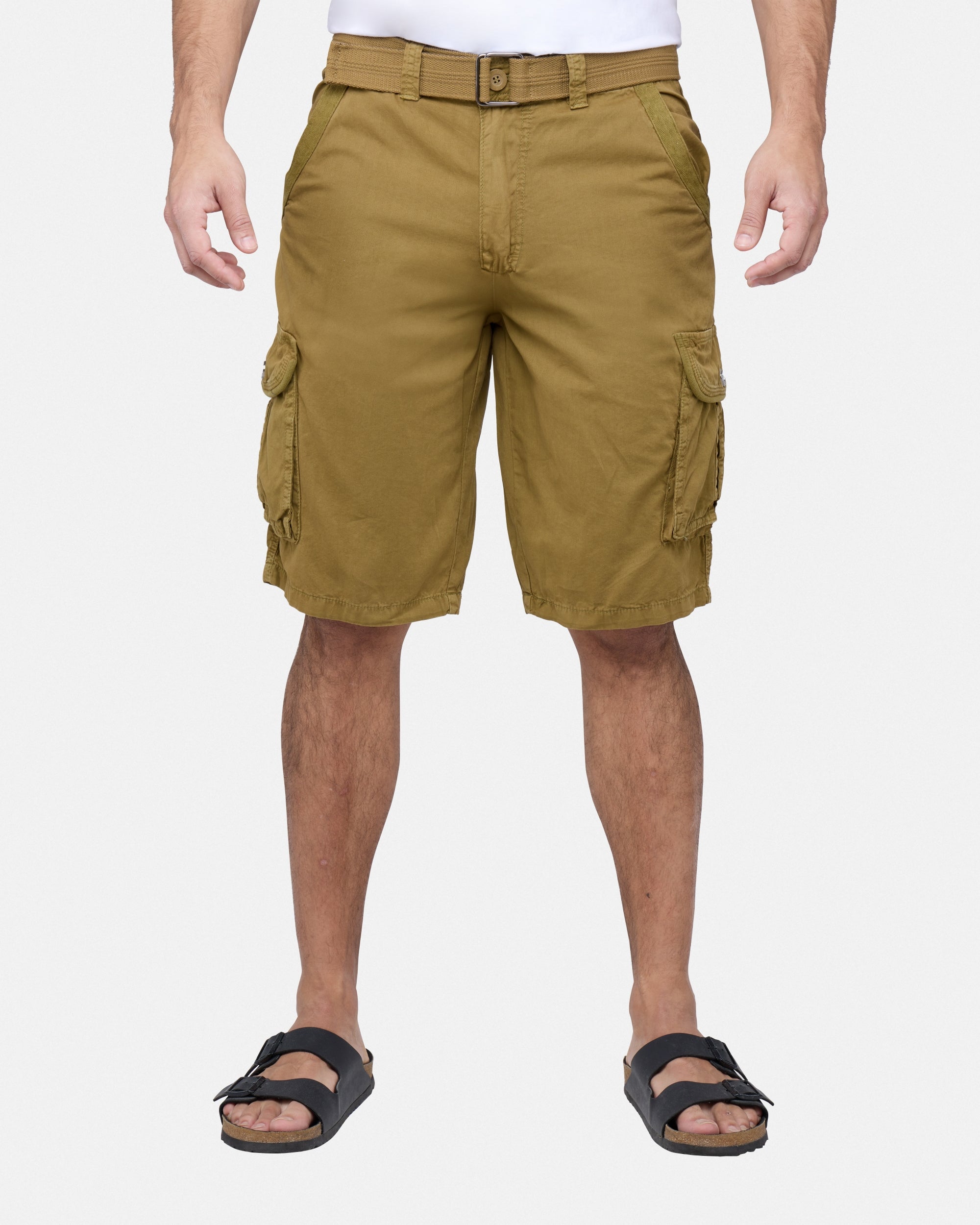 #RMS-17020 12.5" Belted Cargo Shorts With Snap Button