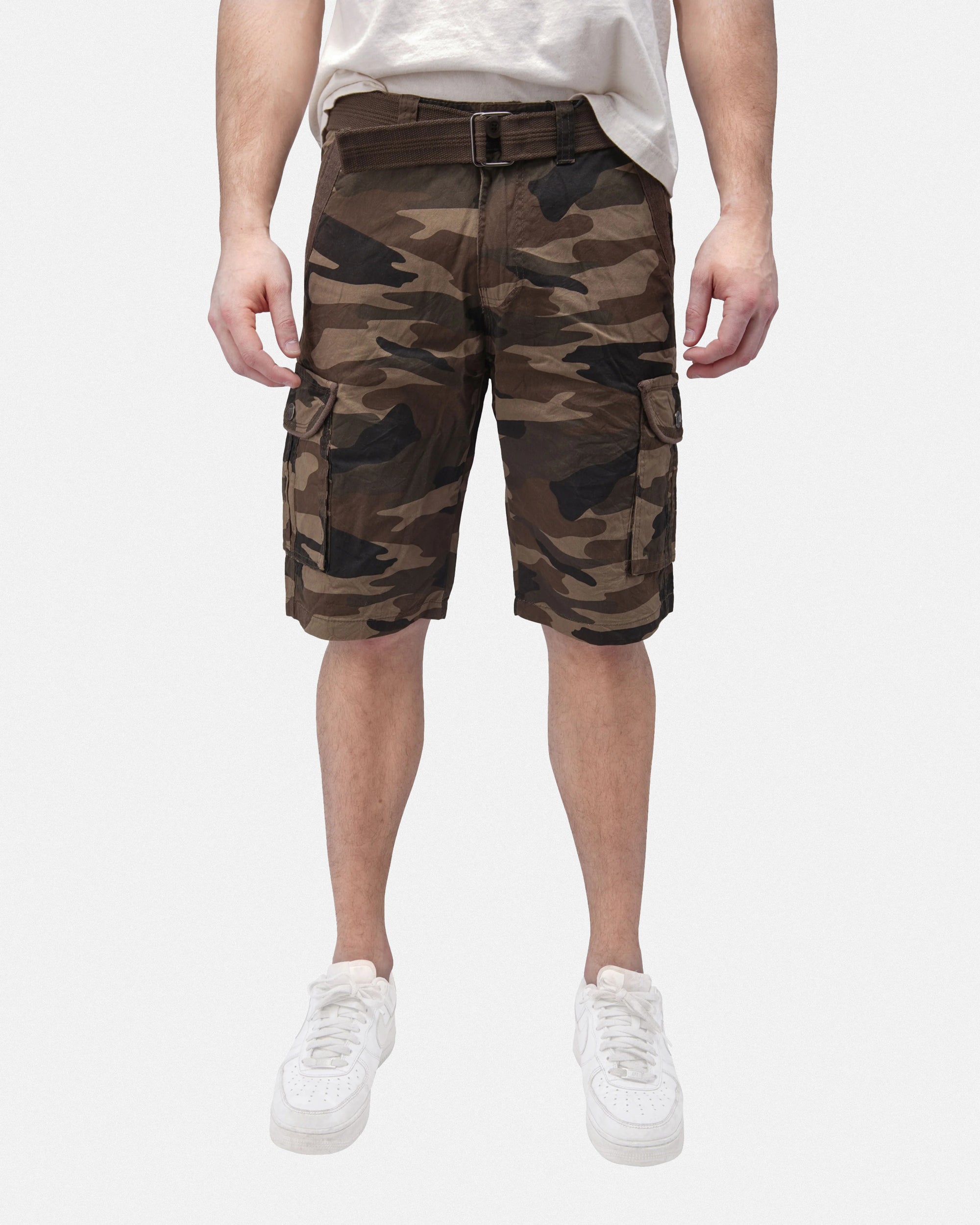 #RMS-17020 12.5" Belted Cargo Shorts With Snap Button