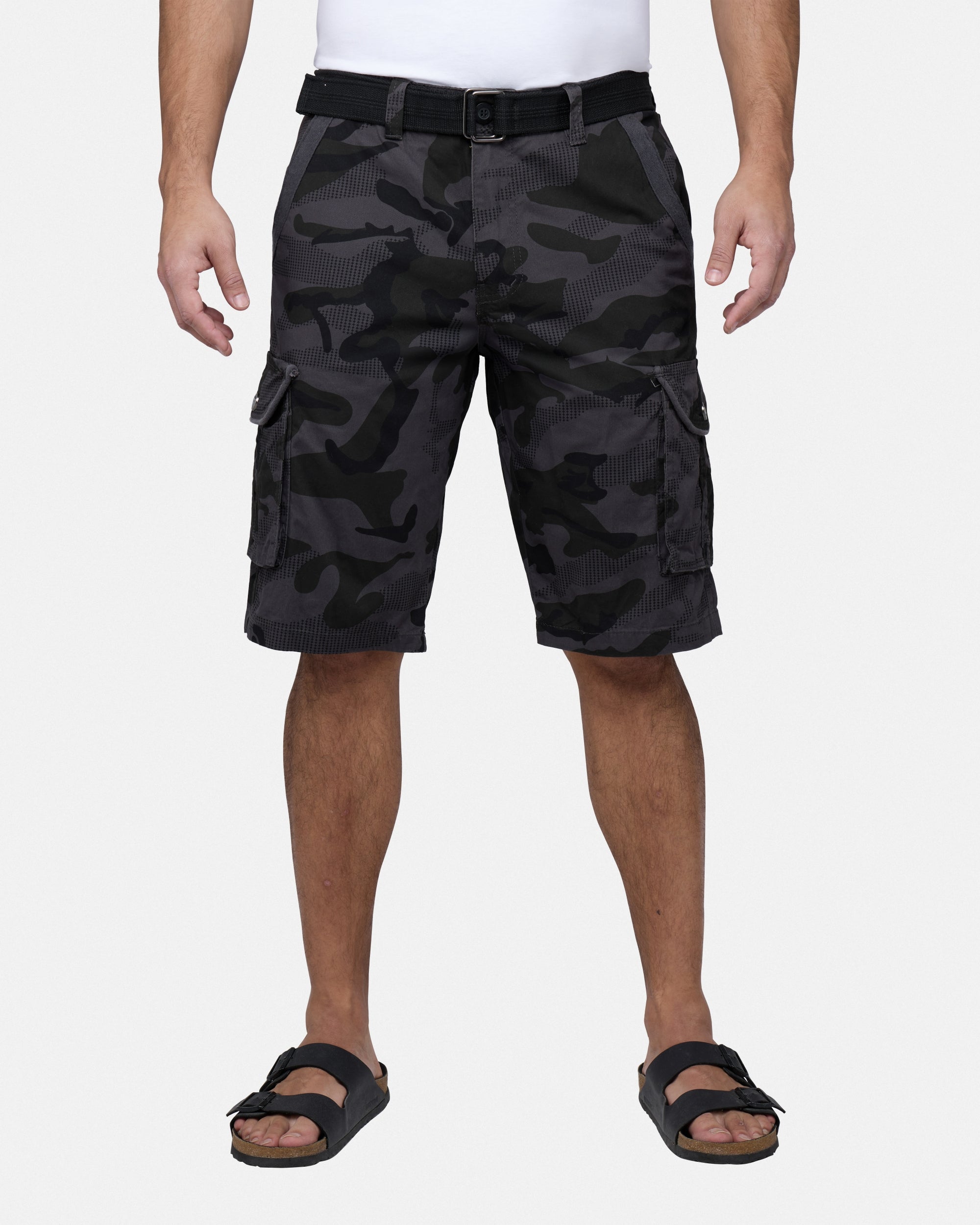 #RMS-17020 12.5" Belted Cargo Shorts With Snap Button