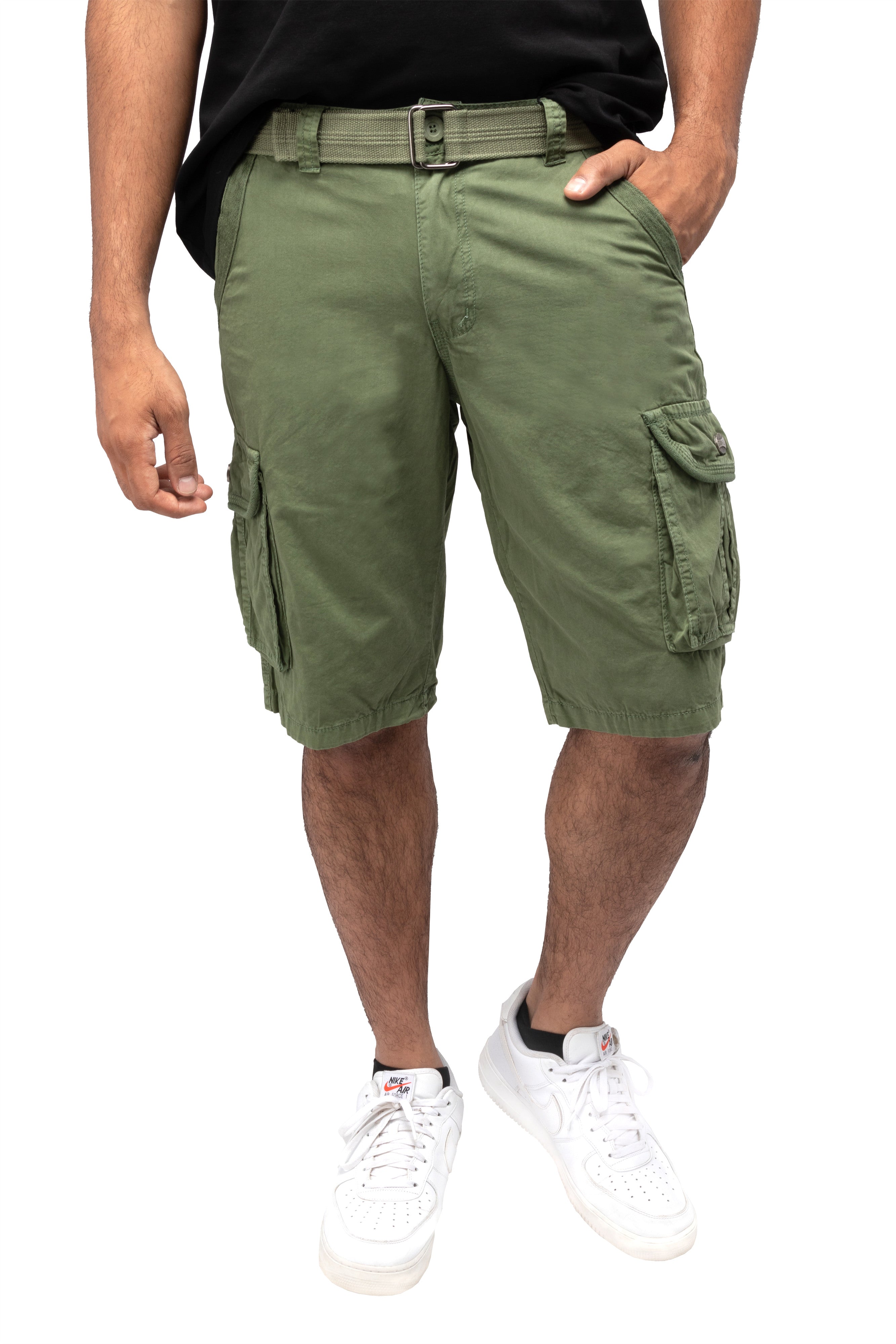 #RMS-17020 12.5" Belted Cargo Shorts With Snap Button