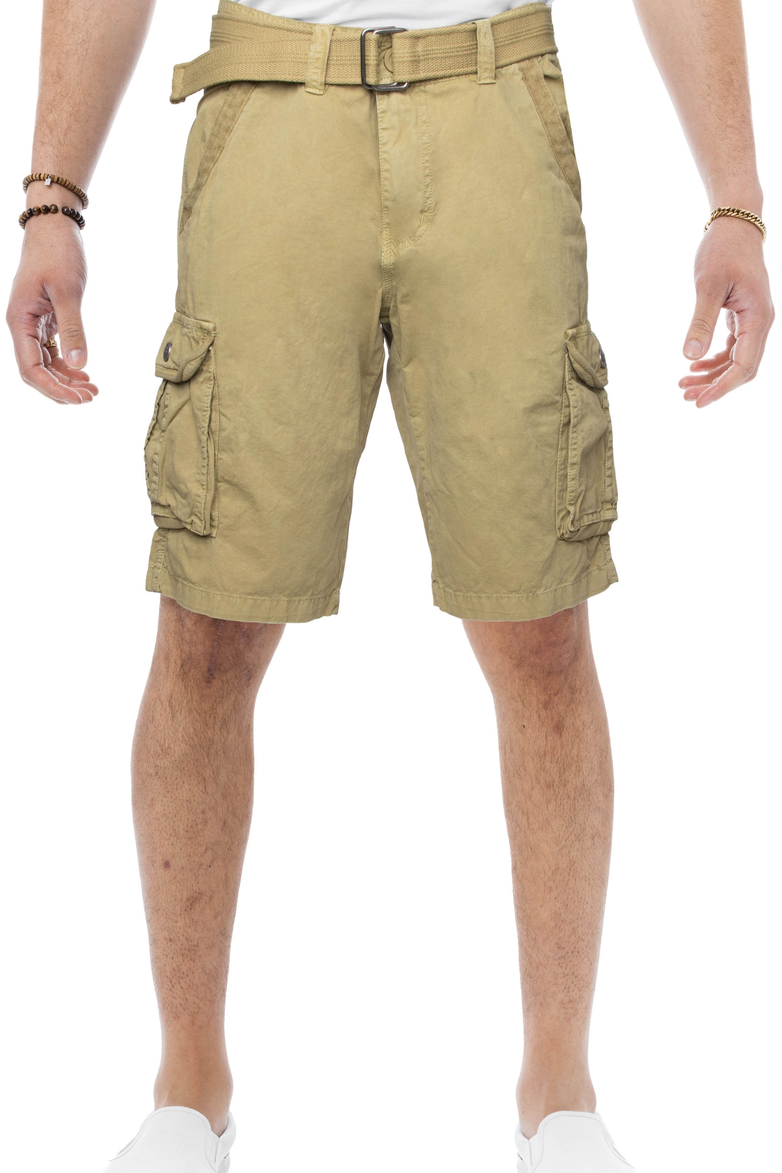 #RMS-17020 12.5" Belted Cargo Shorts With Snap Button
