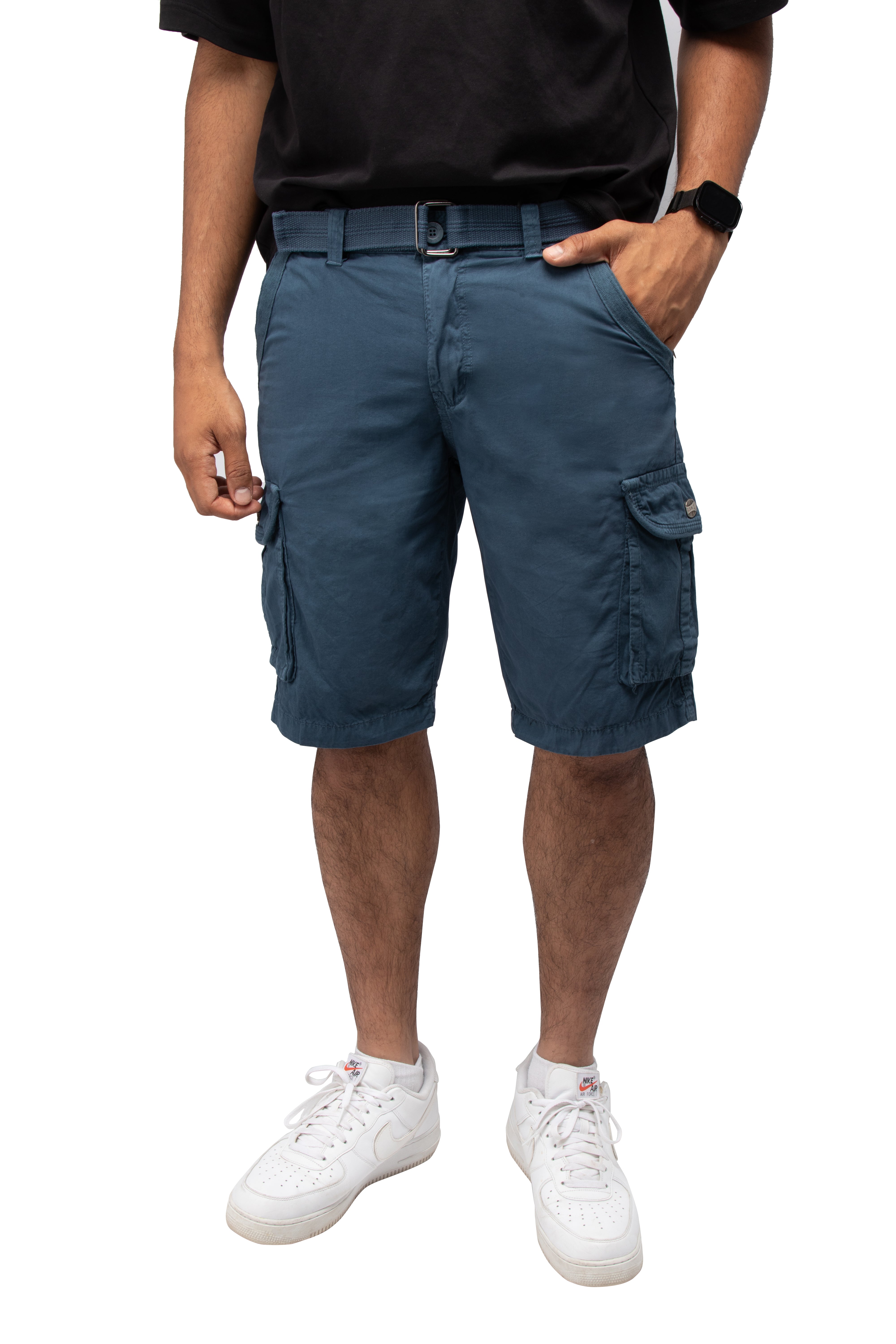 #RMS-17020 12.5" Belted Cargo Shorts With Snap Button