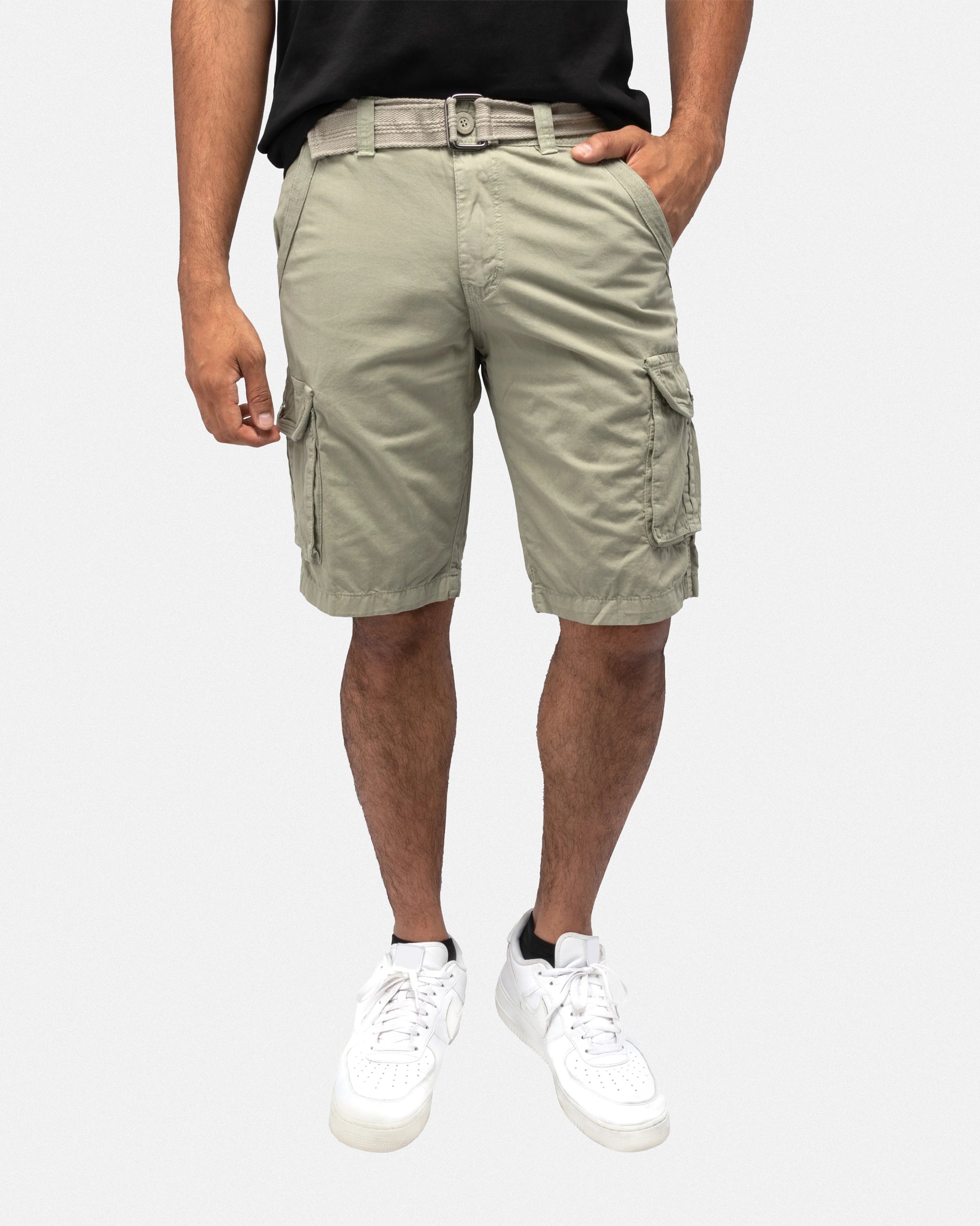 #RMS-17020 12.5" Belted Cargo Shorts With Snap Button