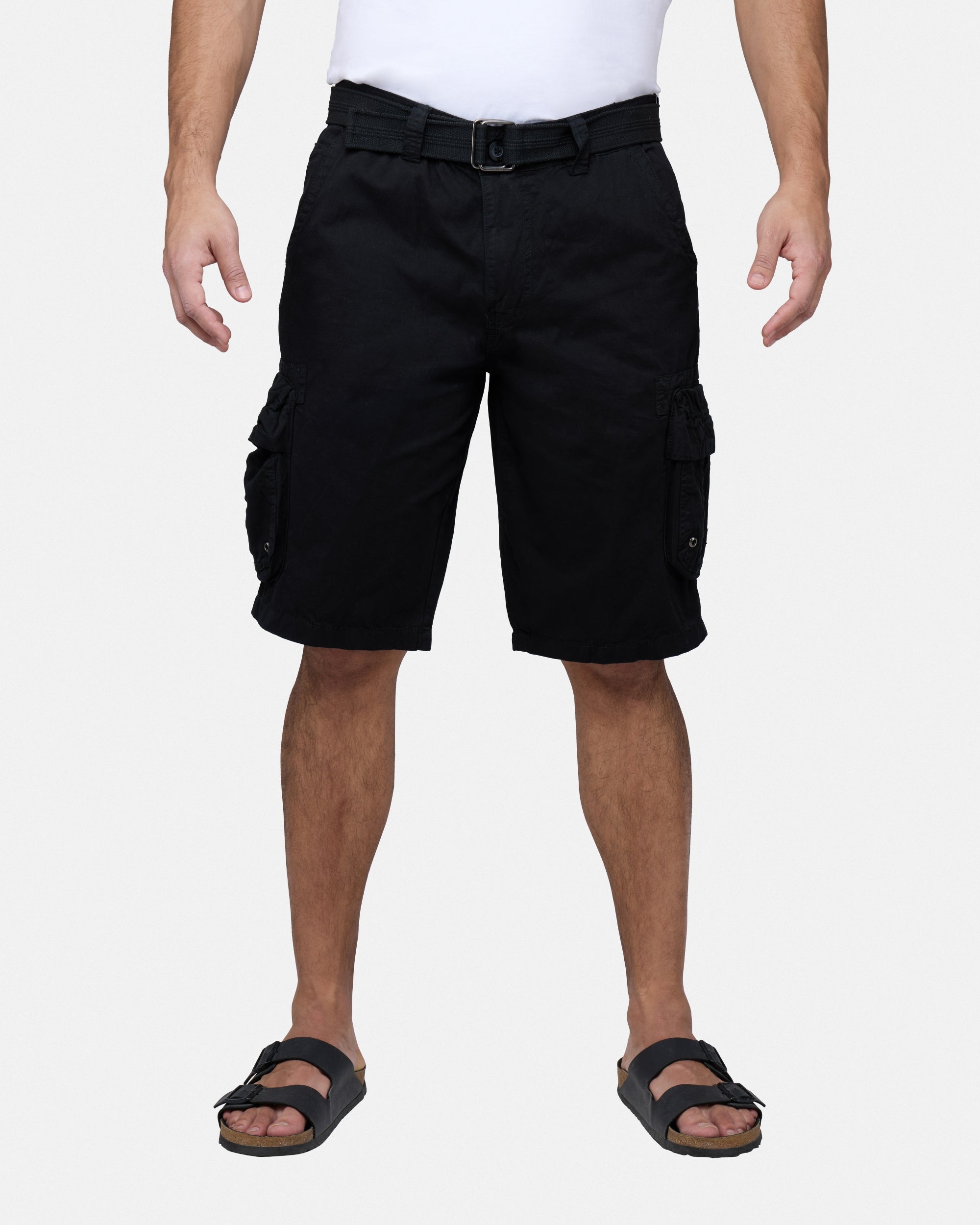 Raw X Men's 12.5" Inseam Belted Cargo Shorts with Snap Button