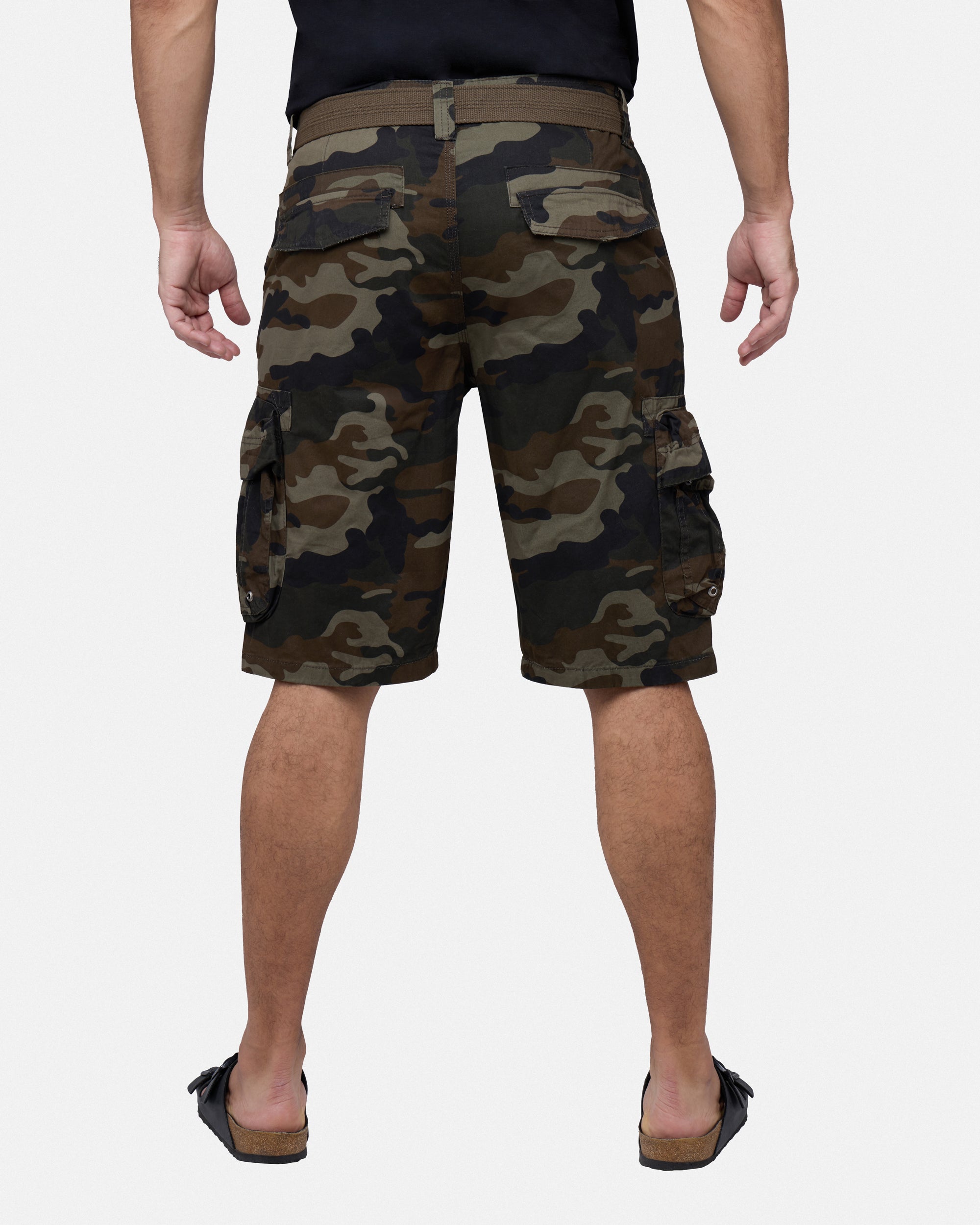 #RMS-17021 12.5" Belted Cargo Shorts with Snap Button-thumbmail-170