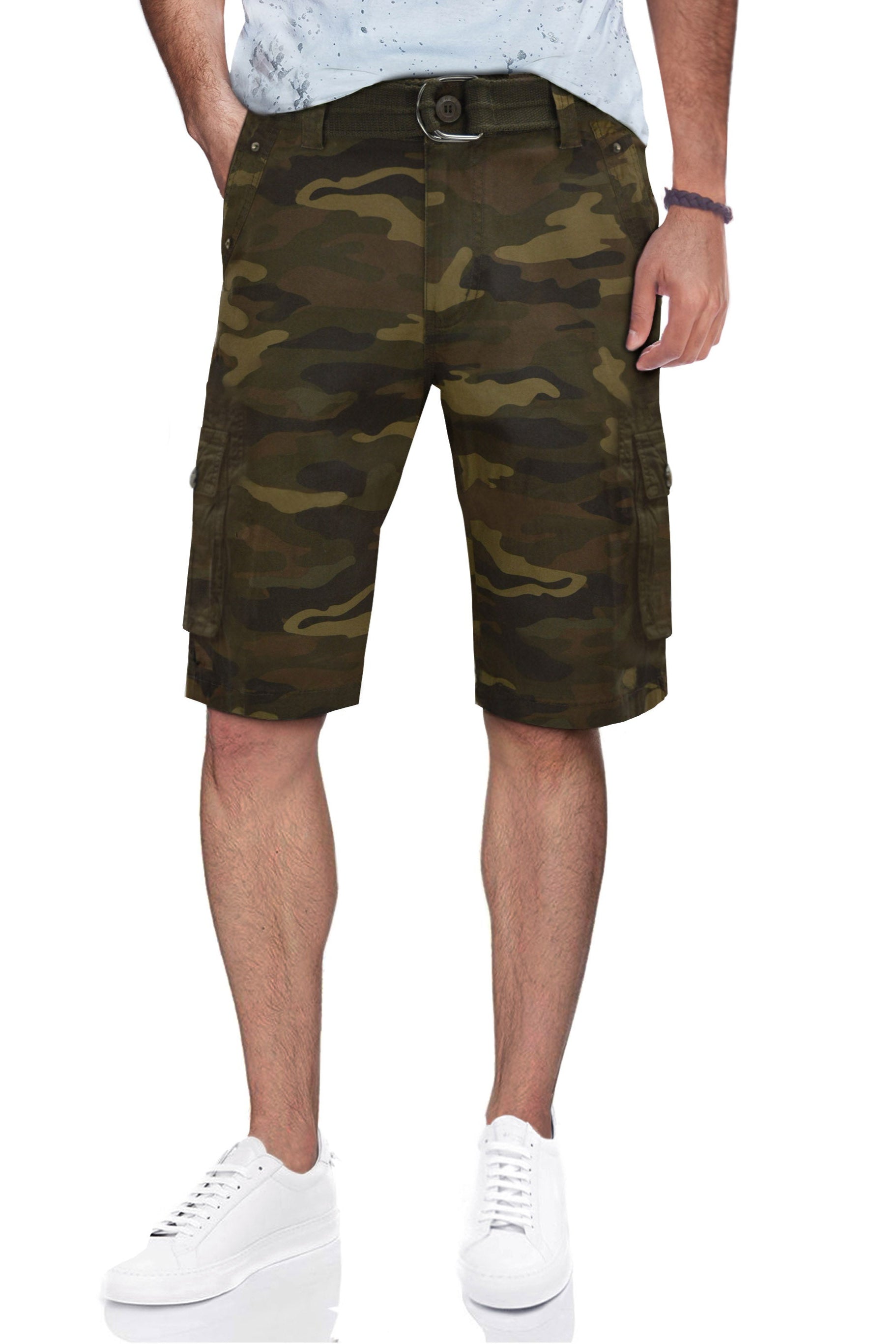 RMS-19020 | BELTED CARGO SHORTS WITH DOUBLE SNAP POCKETS – X-RAY JEANS