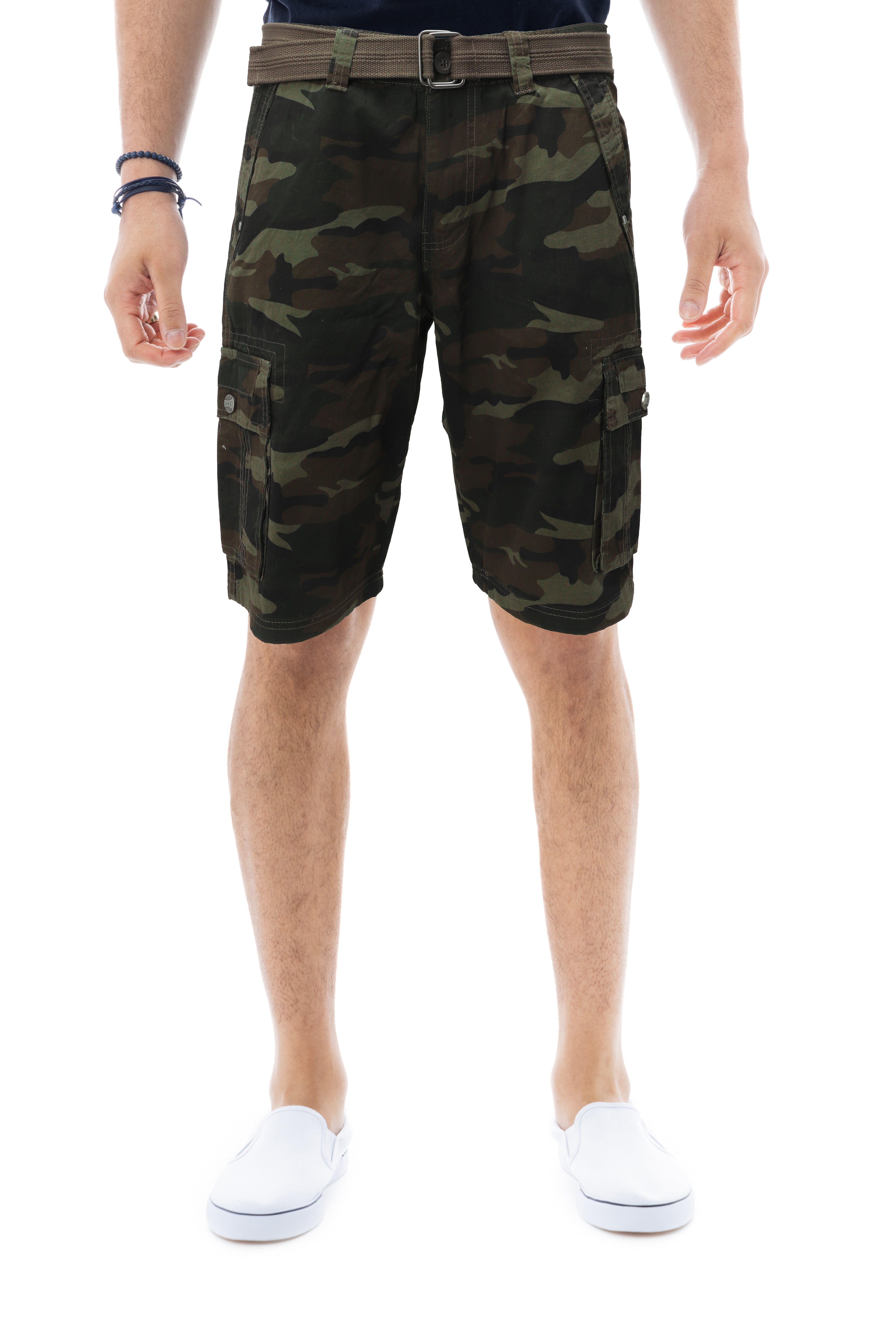 RMS-19020 | BELTED CARGO SHORTS WITH DOUBLE SNAP POCKETS