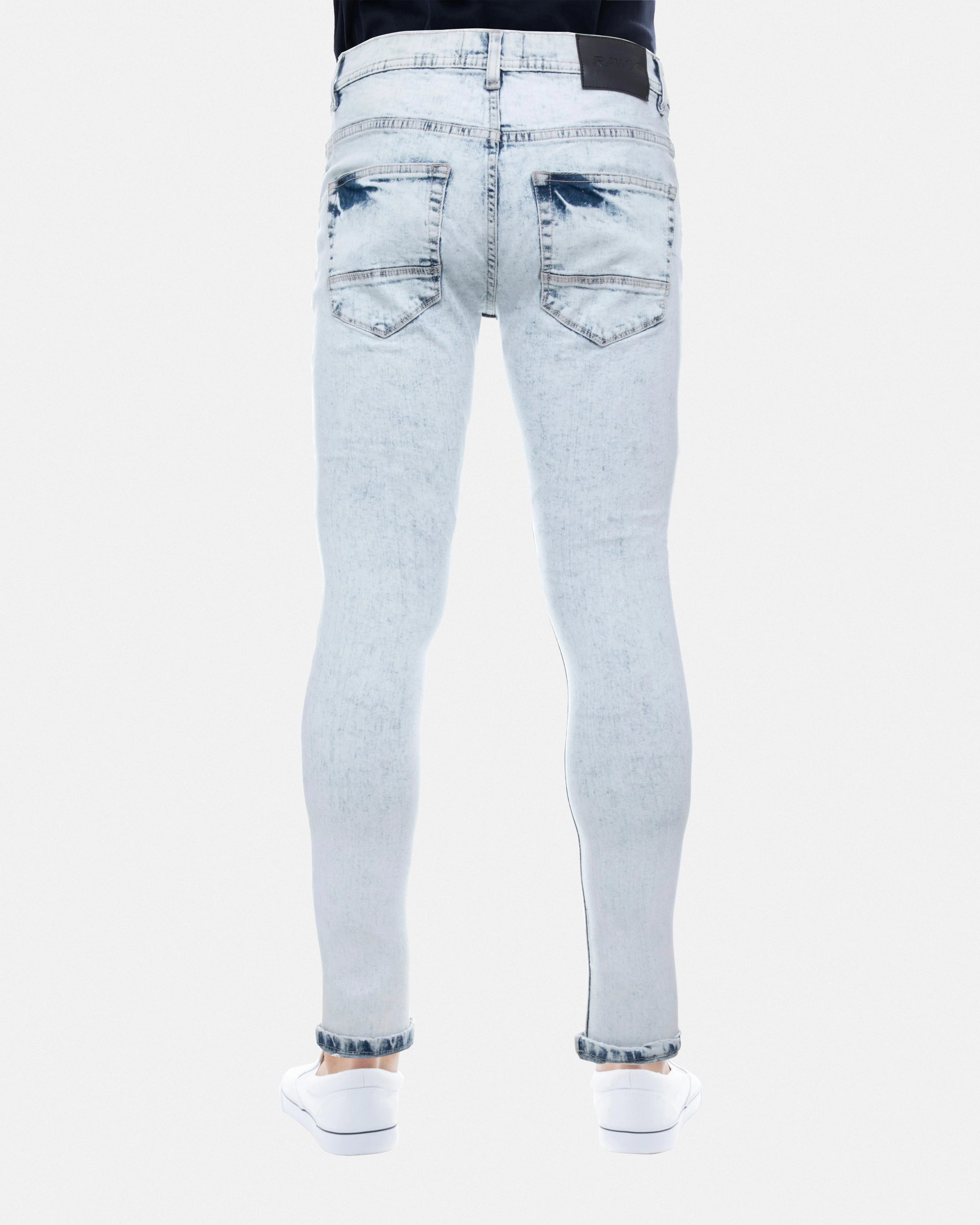 RAW X Men's Skinny Fit Distressed Washed Denim Stretch Jeans-thumbmail-5