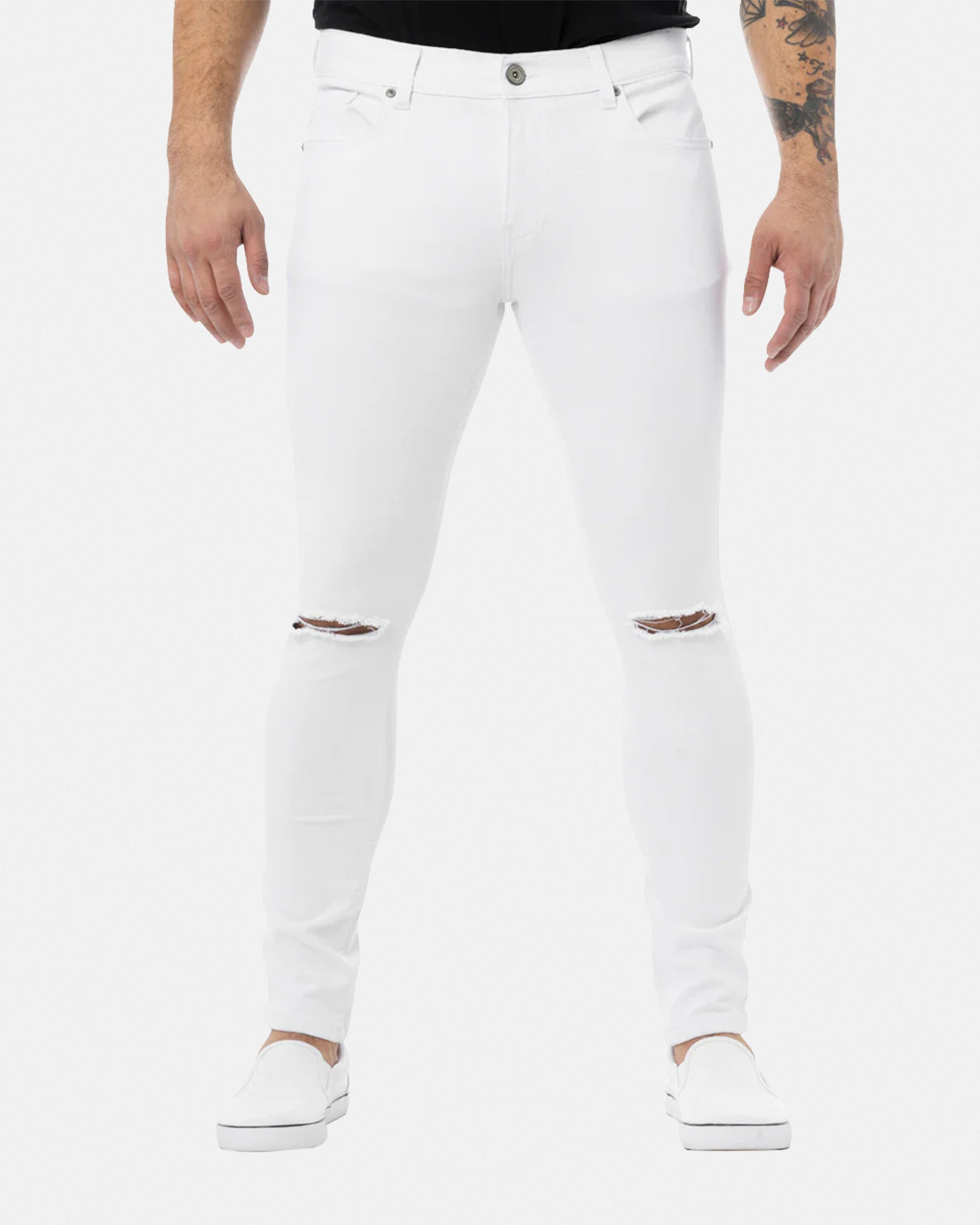 RAW X Men's Skinny Fit Distressed Washed Denim Stretch Jeans-thumbmail-7