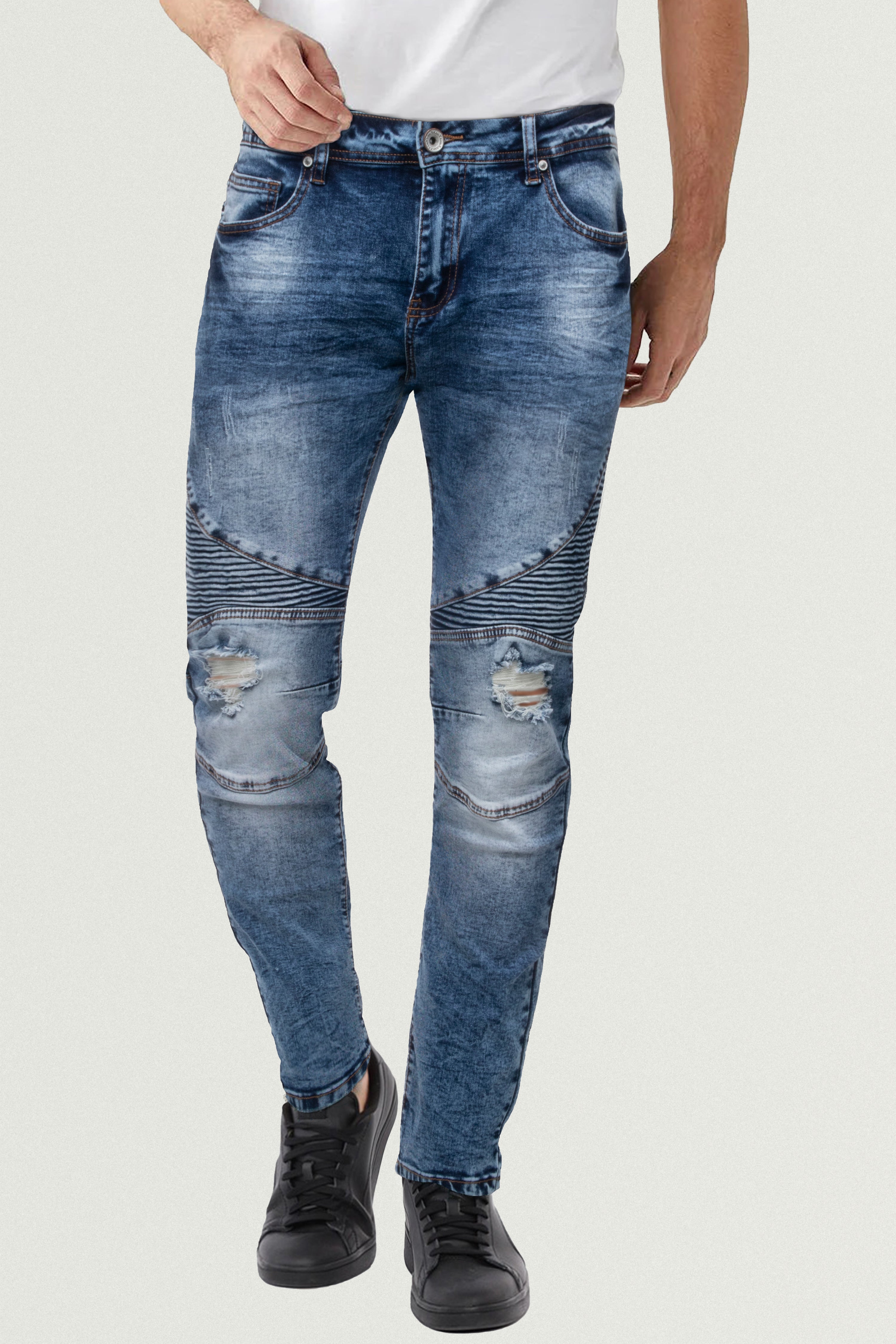 Slim Fit Jeans Mens Biker Jeans With Zippers RAW X Men's Skinny