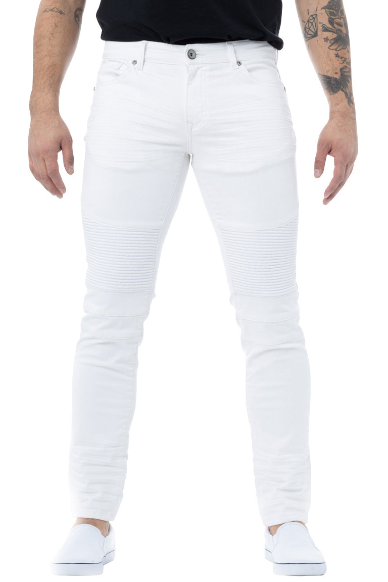 Raw X Men's Skinny Fit Comfy Flex Stretch Biker Moto Jeans