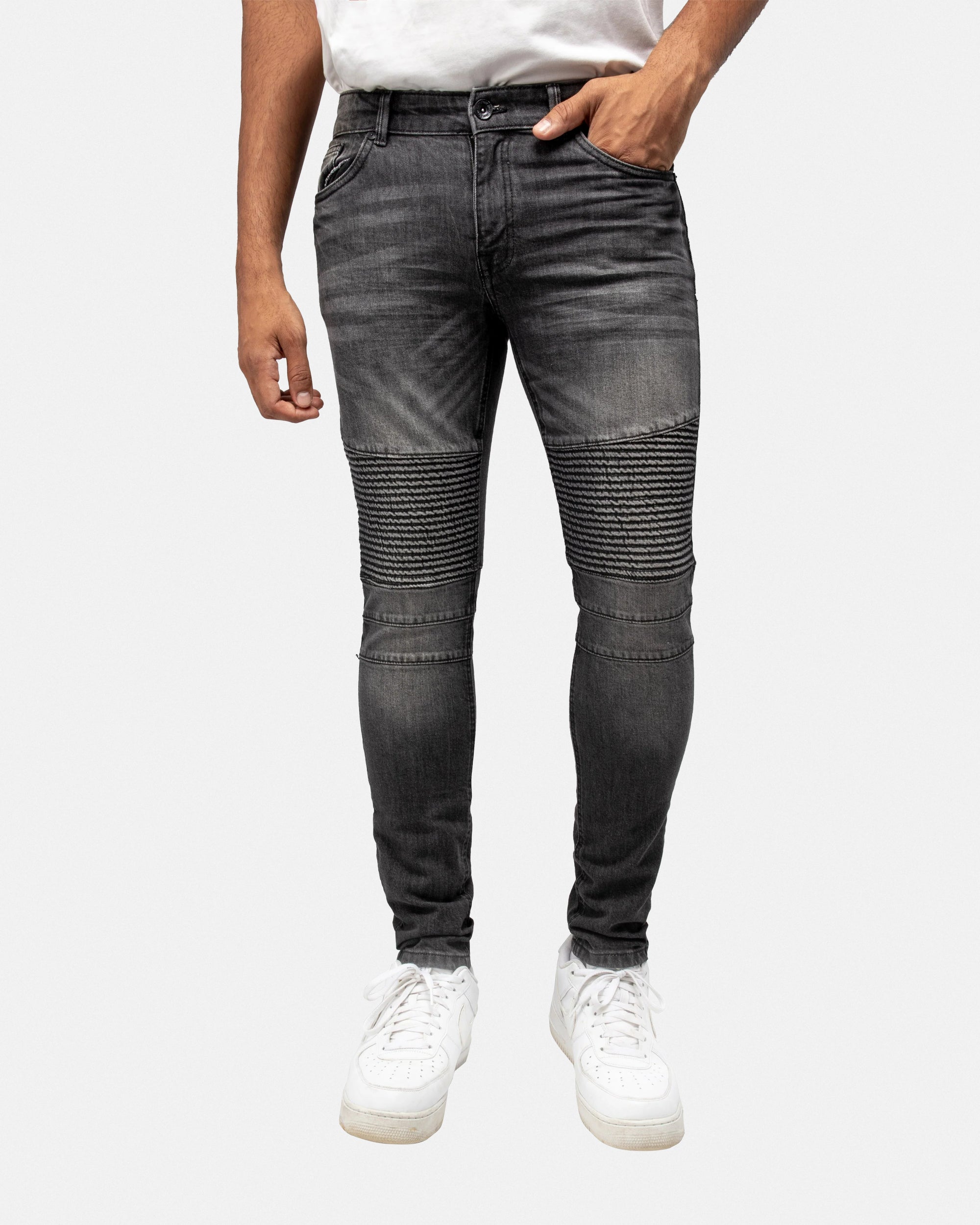 RAW X Men's Skinny Fit Flexible Moto Biker Jeans