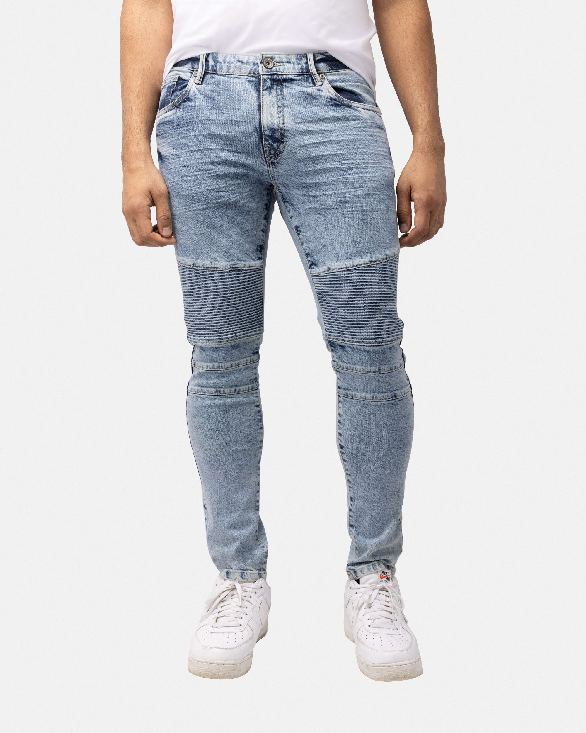 RAW X Men's Skinny Fit Flexible Moto Biker Jeans